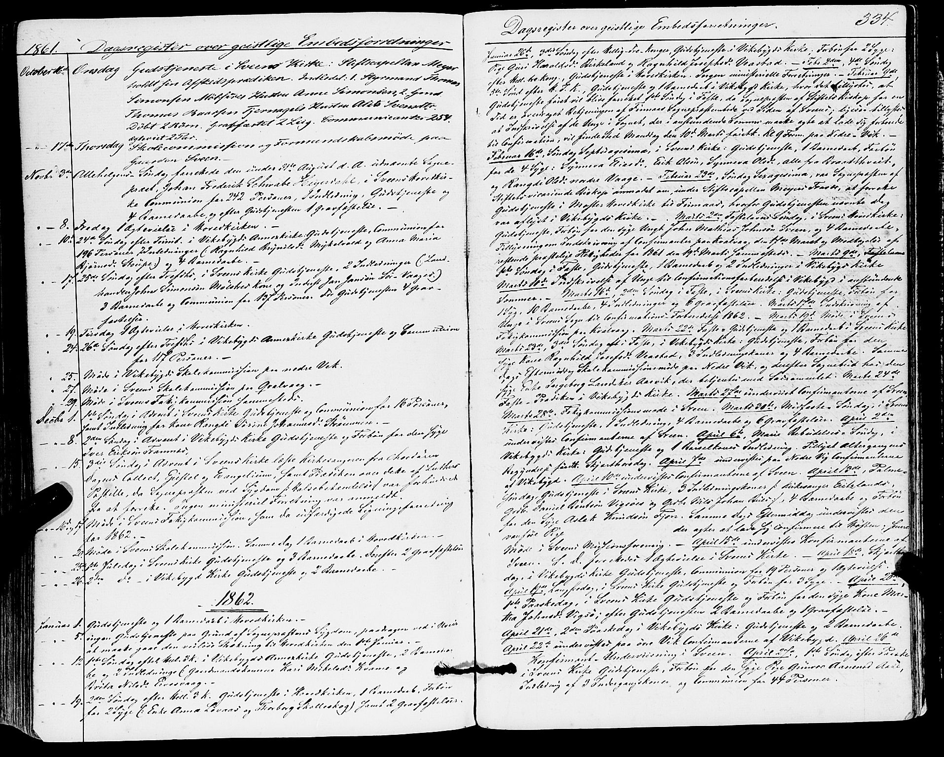 Sveio Sokneprestembete, SAB/A-78501/H/Haa: Parish register (official) no. A 1, 1861-1877, p. 334