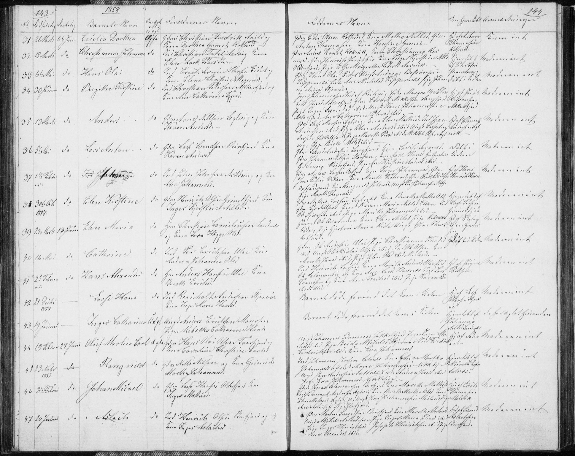 Skjervøy sokneprestkontor, SATØ/S-1300/H/Ha/Hab/L0003klokker: Parish register (copy) no. 3, 1849-1861, p. 143-144
