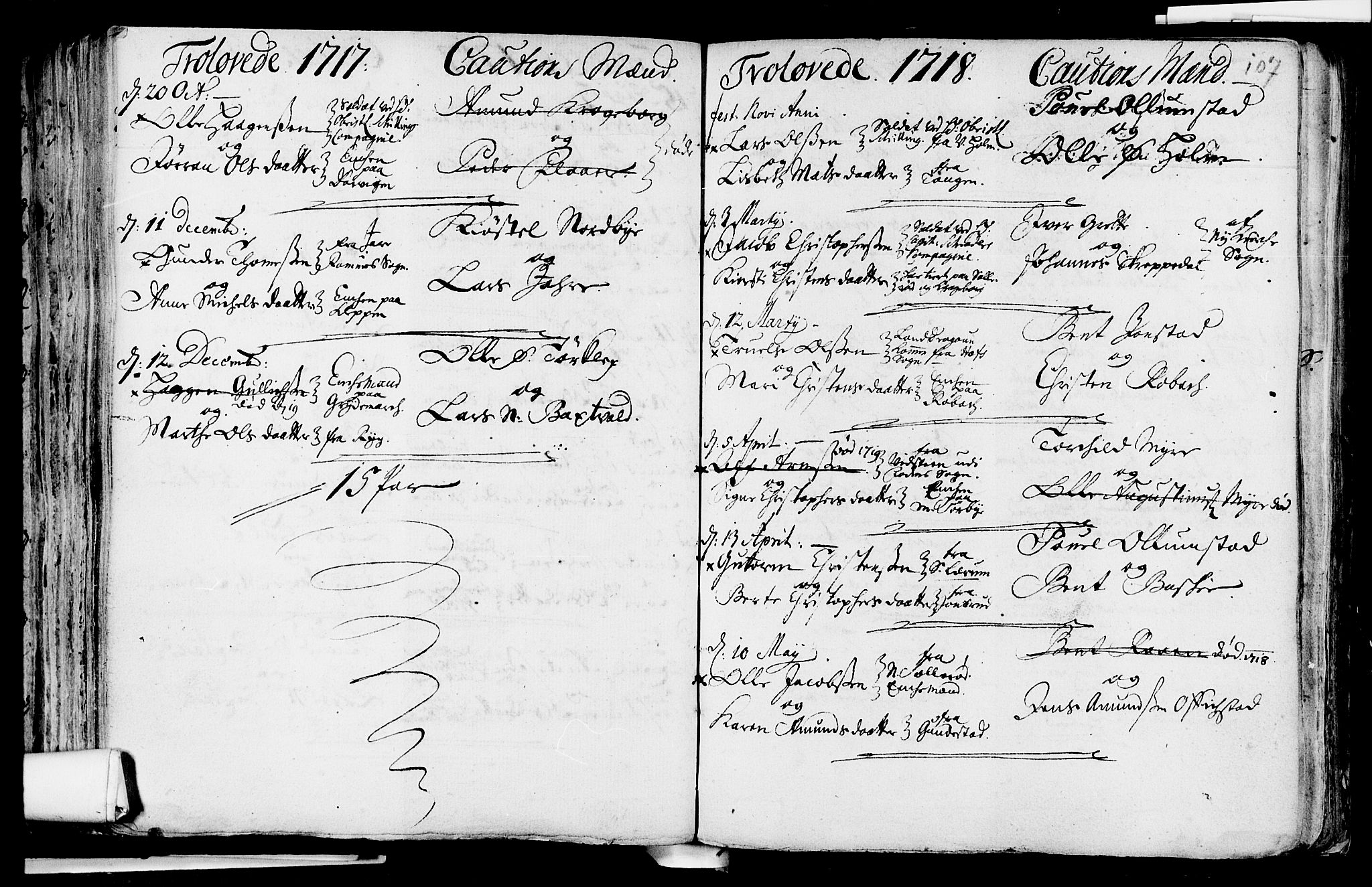 Våle kirkebøker, SAKO/A-334/F/Fa/L0002: Parish register (official) no. I 2, 1705-1732, p. 107