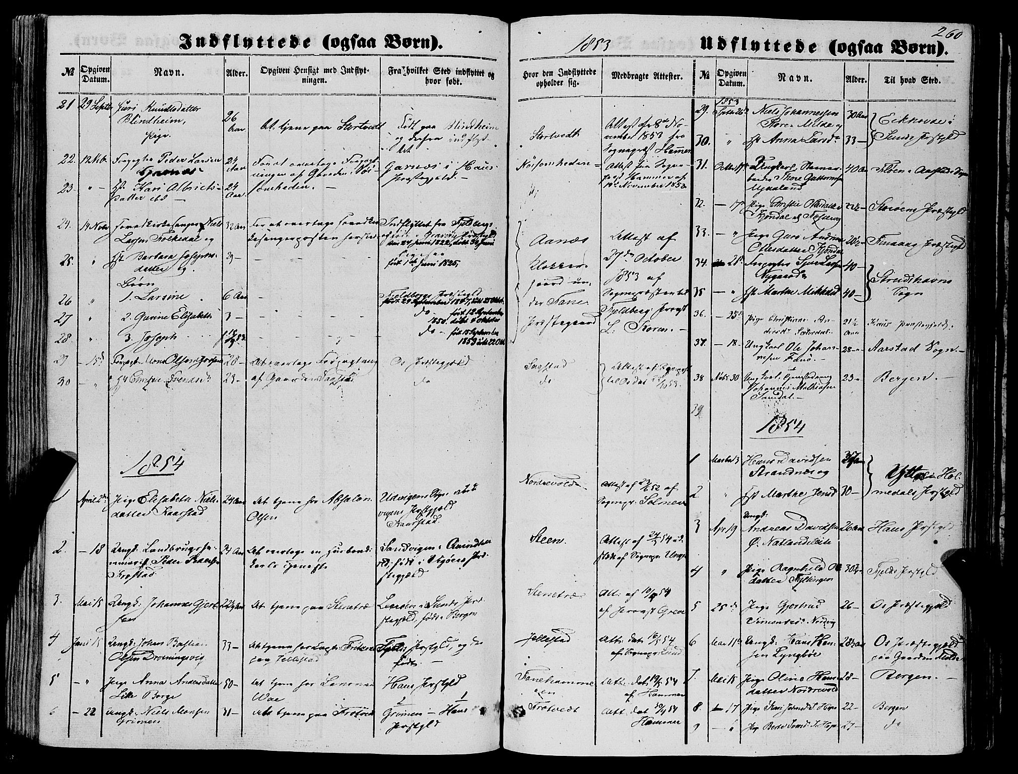 Fana Sokneprestembete, SAB/A-75101/H/Haa/Haaa/L0011: Parish register (official) no. A 11, 1851-1862, p. 260