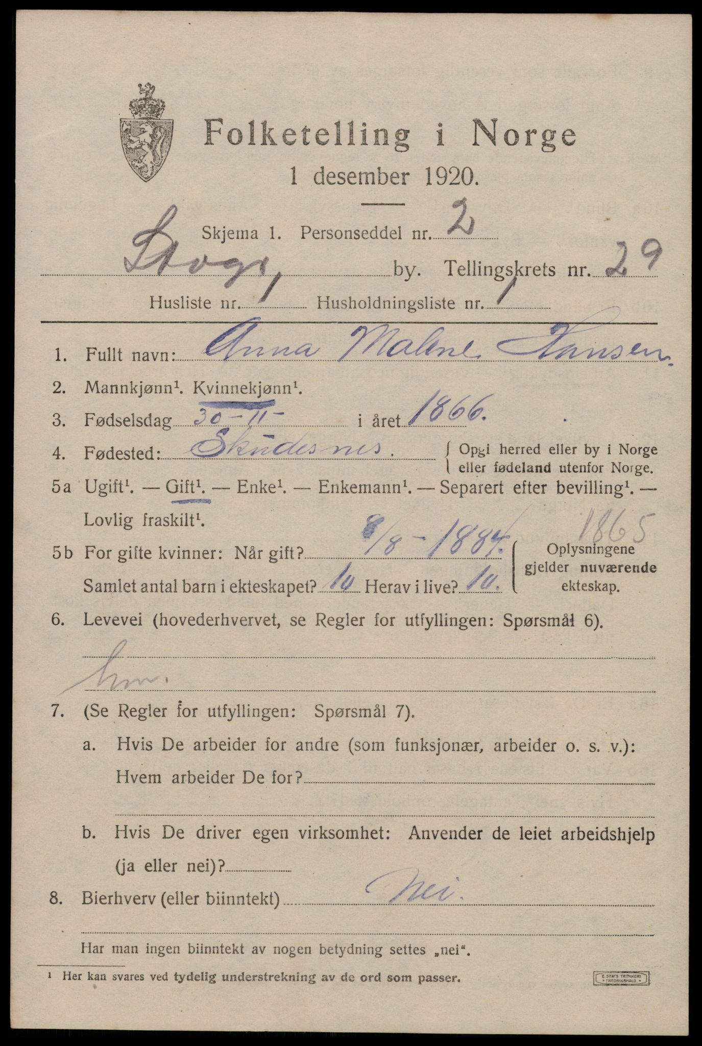 SAST, 1920 census for Stavanger, 1920, p. 82908