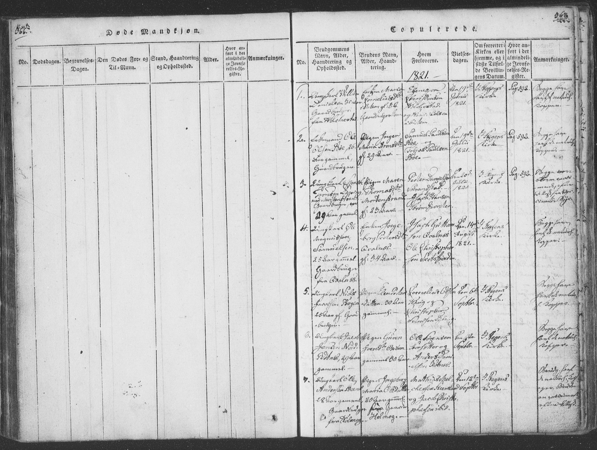 Ministerialprotokoller, klokkerbøker og fødselsregistre - Nordland, AV/SAT-A-1459/855/L0798: Parish register (official) no. 855A06, 1821-1835, p. 366-367