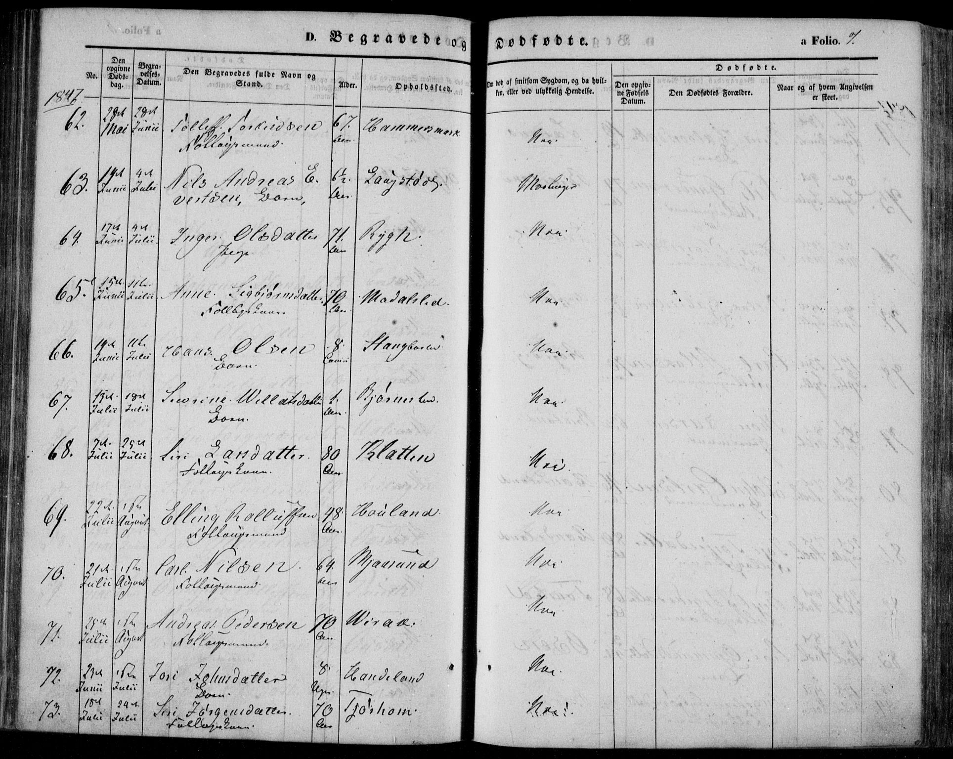 Bakke sokneprestkontor, AV/SAK-1111-0002/F/Fa/Faa/L0005: Parish register (official) no. A 5, 1847-1855, p. 7