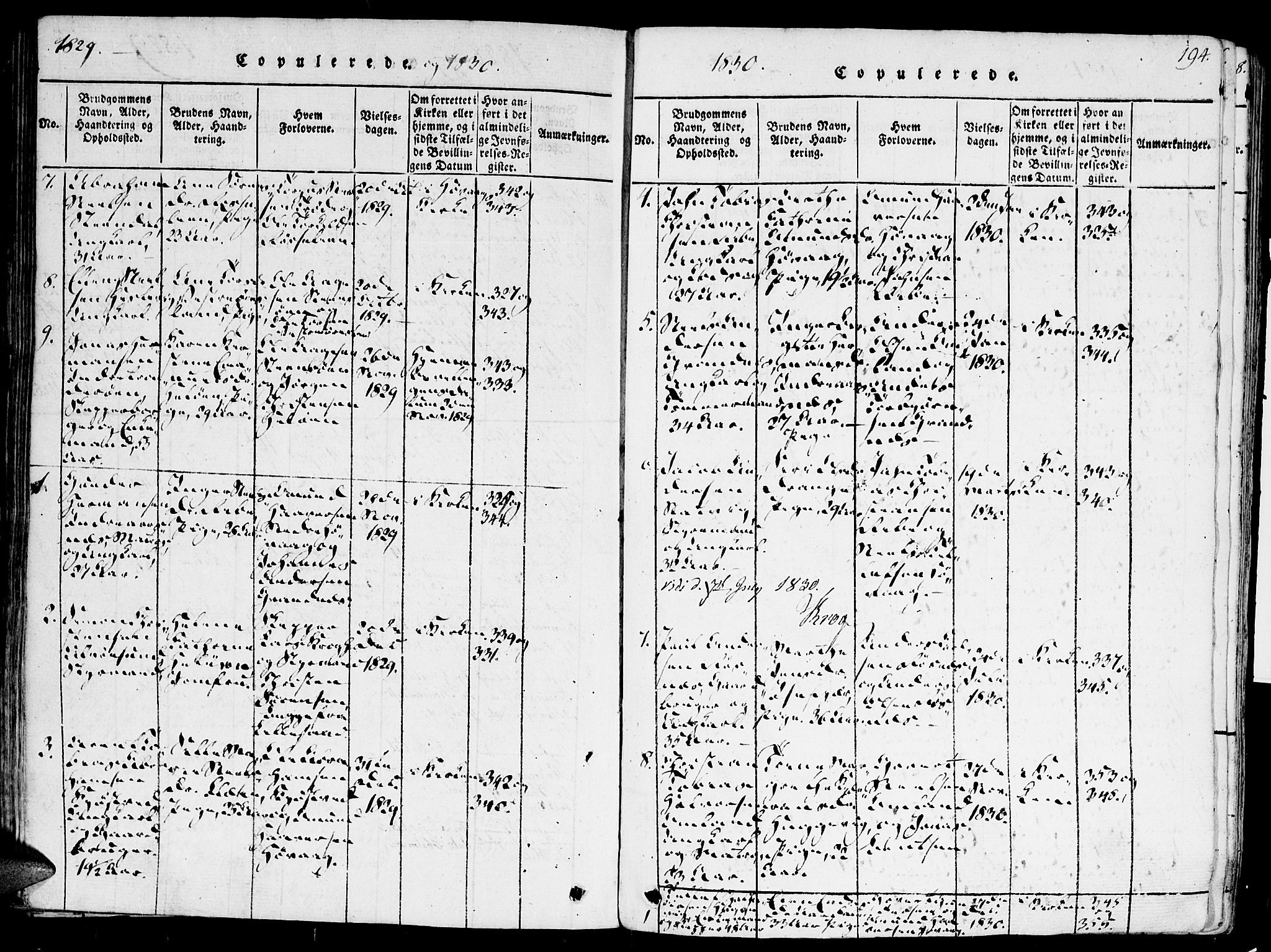 Høvåg sokneprestkontor, SAK/1111-0025/F/Fa/L0001: Parish register (official) no. A 1, 1816-1843, p. 194