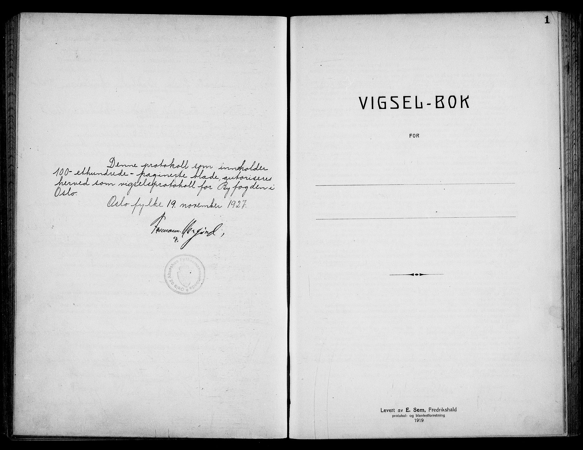 Oslo byfogd avd. I, SAO/A-10220/L/Lb/Lbb/L0018: Notarialprotokoll, rekke II: Vigsler, 1926-1928, p. 1a