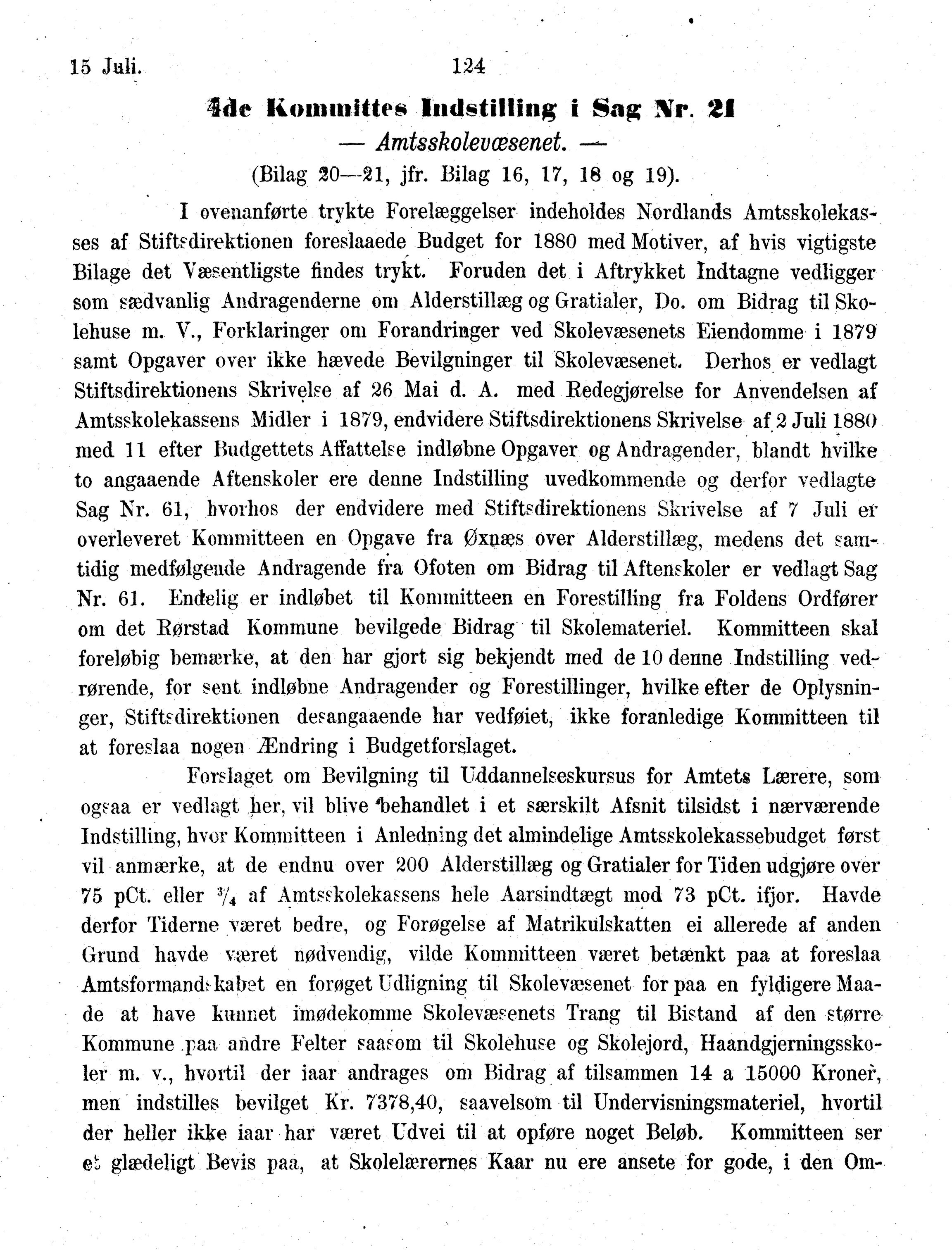 Nordland Fylkeskommune. Fylkestinget, AIN/NFK-17/176/A/Ac/L0013: Fylkestingsforhandlinger 1880, 1880