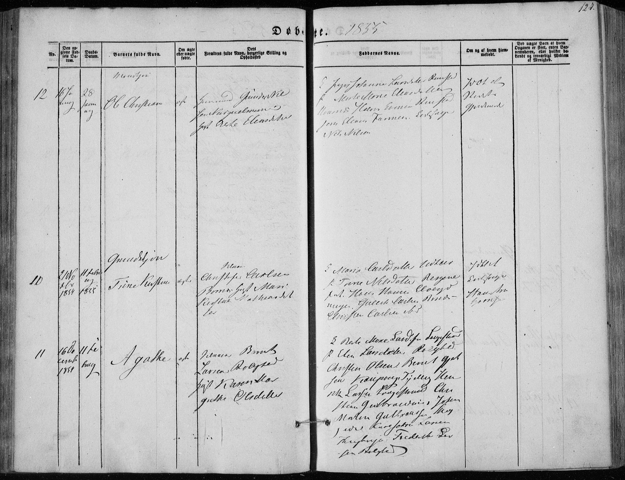 Hedrum kirkebøker, AV/SAKO-A-344/F/Fa/L0006: Parish register (official) no. I 6, 1849-1857, p. 124