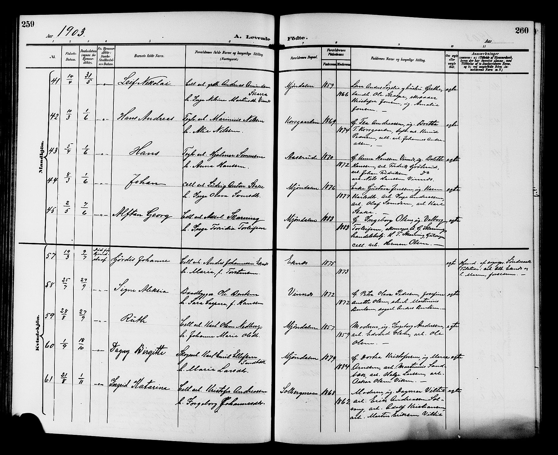 Nedre Eiker kirkebøker, AV/SAKO-A-612/G/Ga/L0003: Parish register (copy) no. 3, 1896-1905, p. 259-260