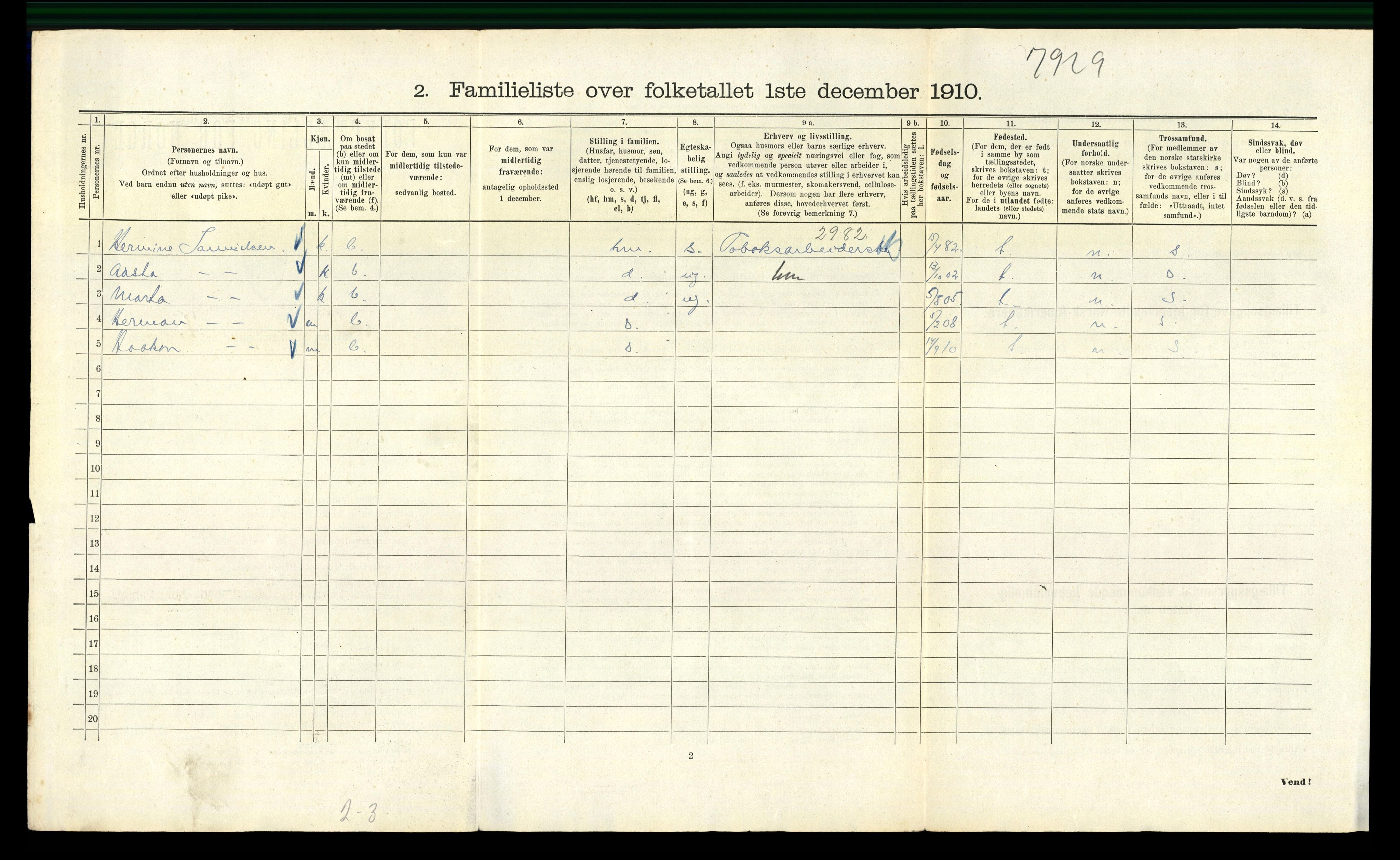 RA, 1910 census for Kristiania, 1910, p. 93002