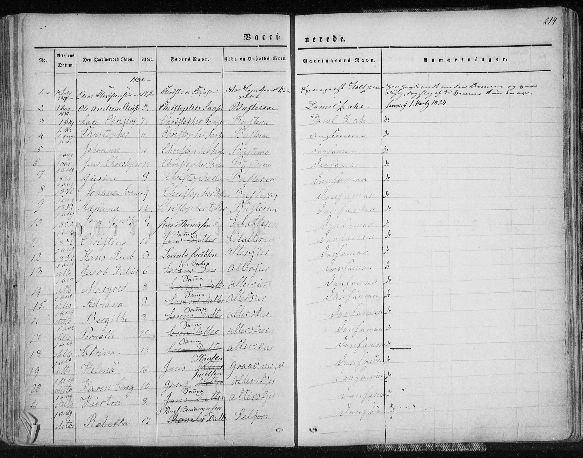 Ministerialprotokoller, klokkerbøker og fødselsregistre - Nordland, AV/SAT-A-1459/827/L0390: Parish register (official) no. 827A02, 1826-1841, p. 214