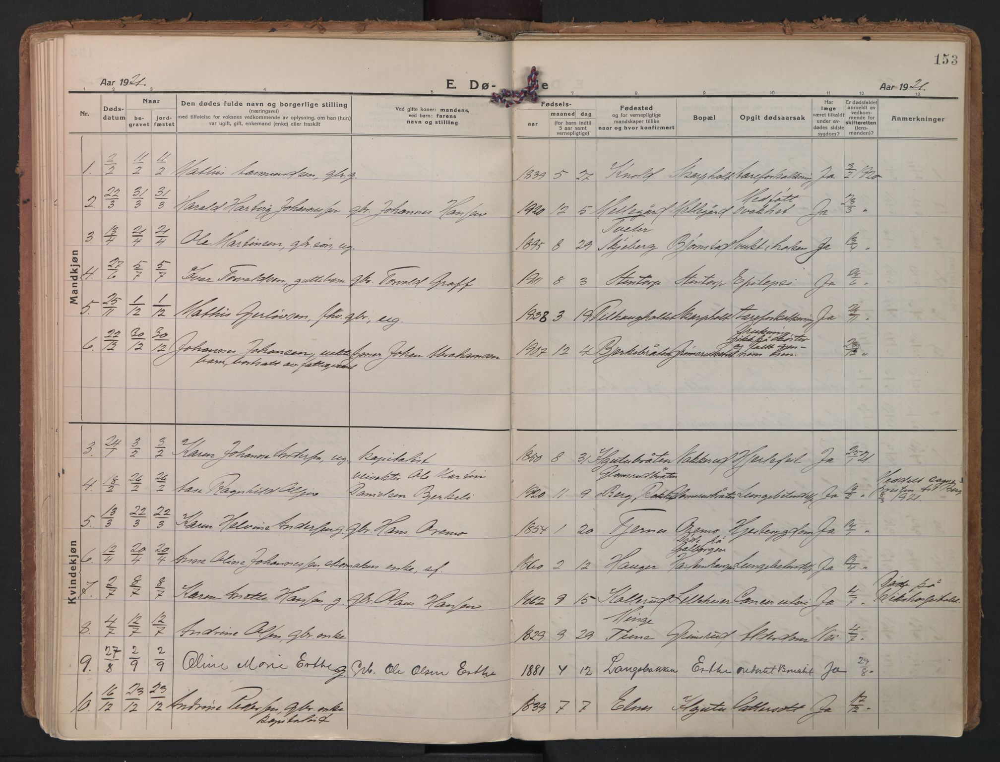 Rakkestad prestekontor Kirkebøker, AV/SAO-A-2008/F/Fb/L0003: Parish register (official) no. II 3, 1920-1940, p. 153