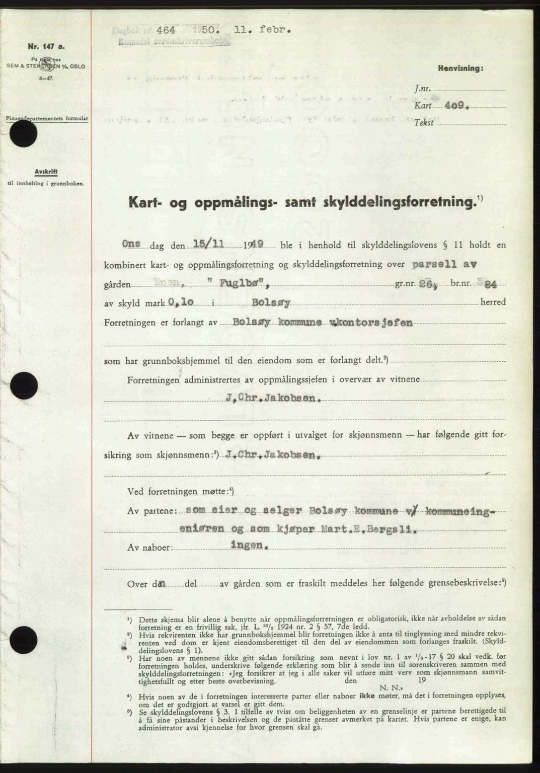 Romsdal sorenskriveri, AV/SAT-A-4149/1/2/2C: Mortgage book no. A32, 1950-1950, Diary no: : 464/1950