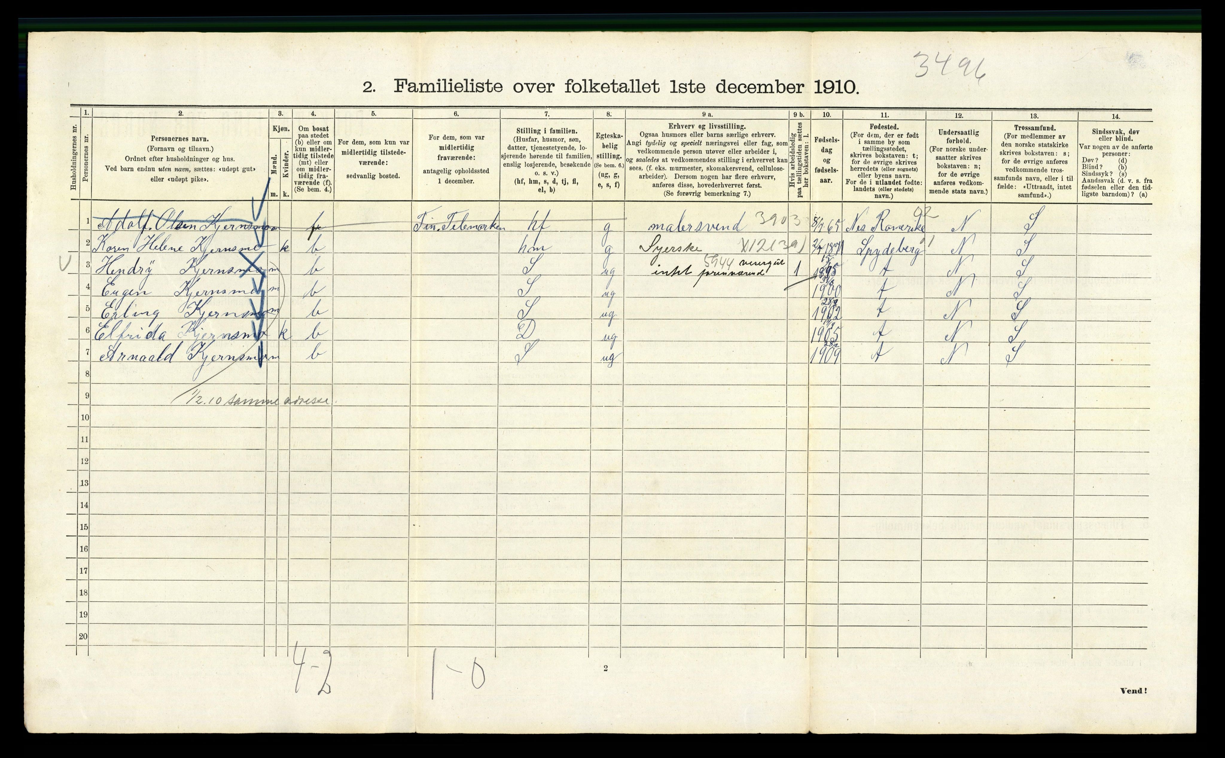 RA, 1910 census for Kristiania, 1910, p. 103224