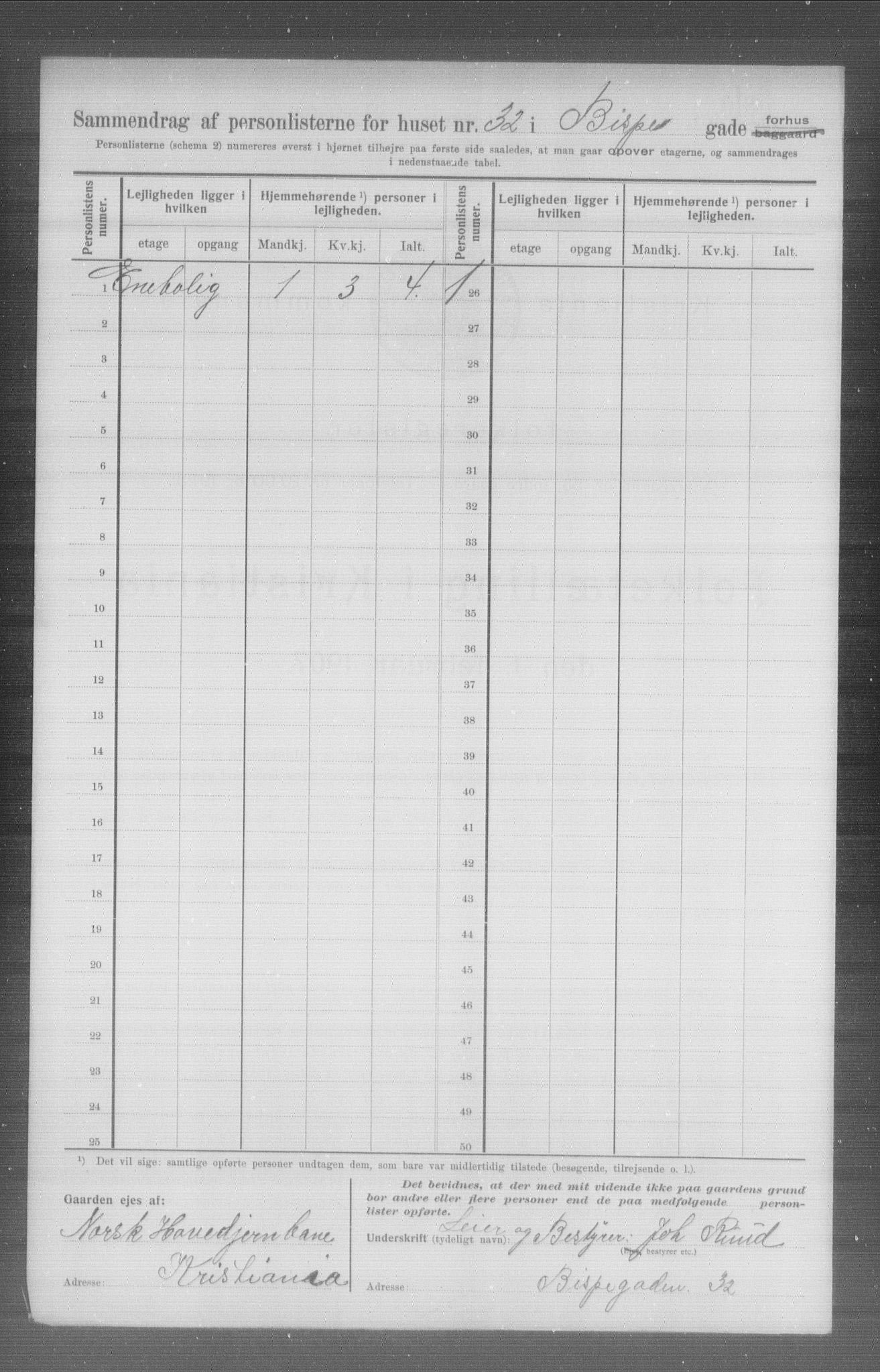 OBA, Municipal Census 1907 for Kristiania, 1907, p. 2804