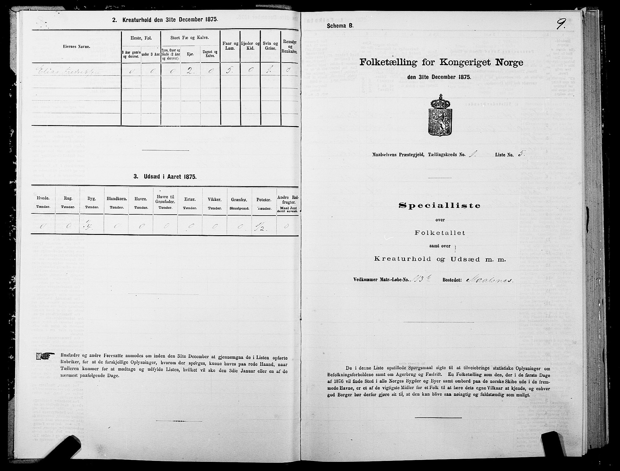 SATØ, 1875 census for 1924P Målselv, 1875, p. 1009