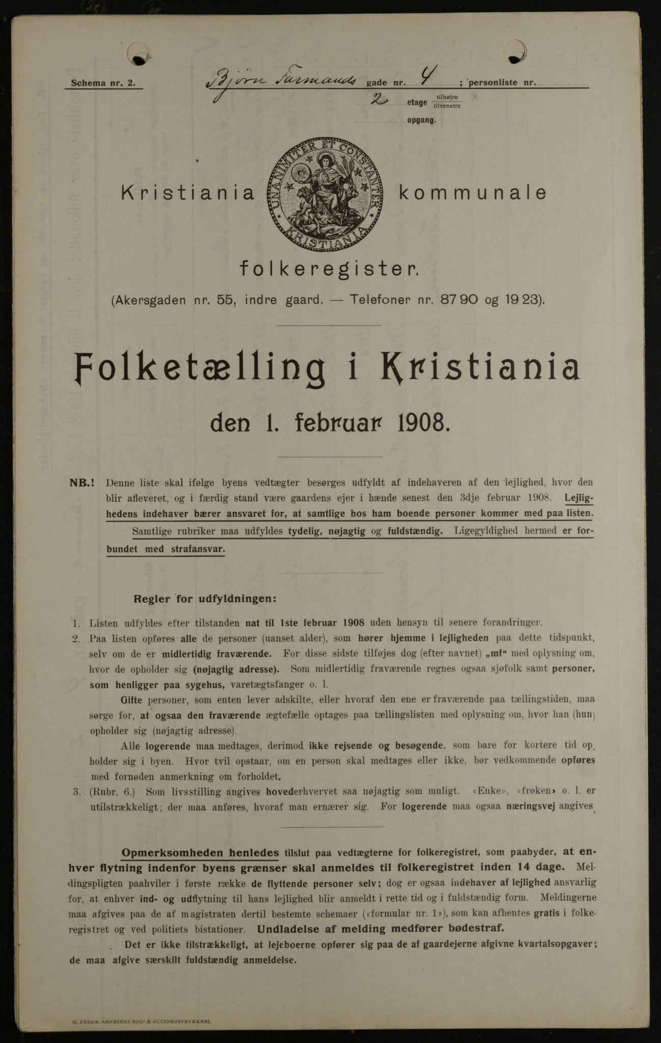 OBA, Municipal Census 1908 for Kristiania, 1908, p. 6449