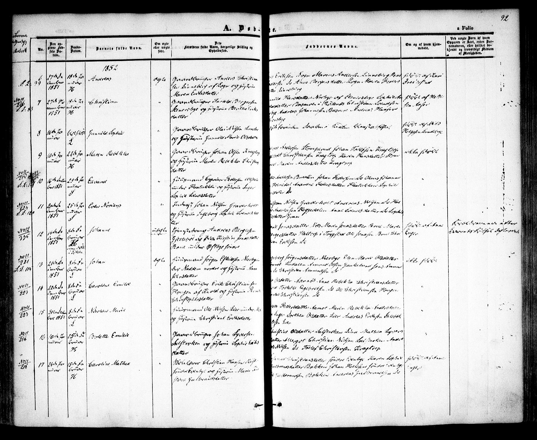 Høland prestekontor Kirkebøker, AV/SAO-A-10346a/F/Fa/L0009: Parish register (official) no. I 9, 1846-1853, p. 92