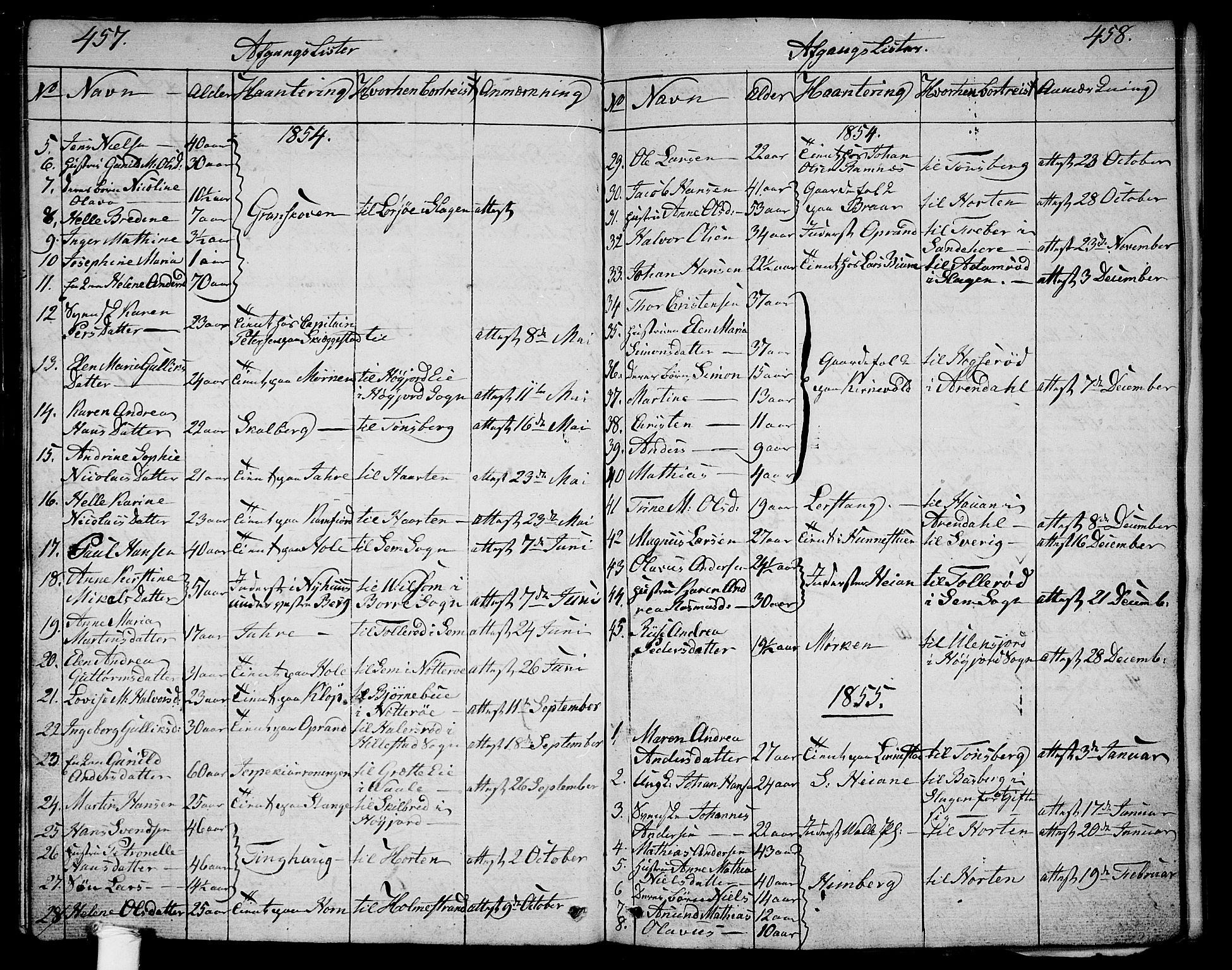 Ramnes kirkebøker, AV/SAKO-A-314/G/Ga/L0002: Parish register (copy) no. I 2, 1848-1870, p. 457-458