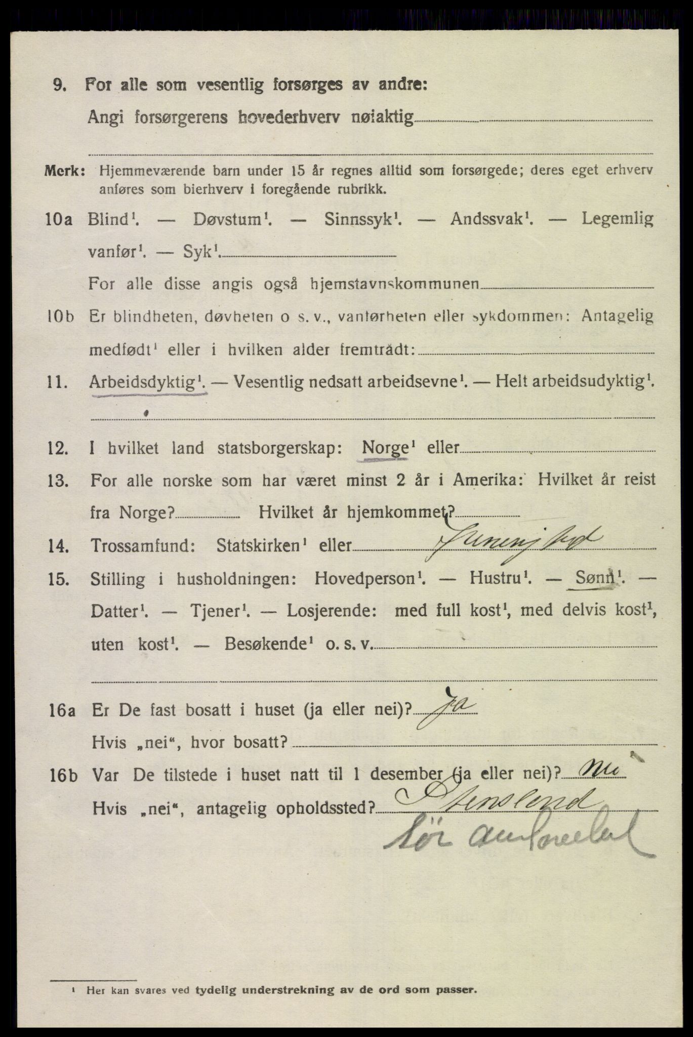 SAK, 1920 census for Spangereid, 1920, p. 1068