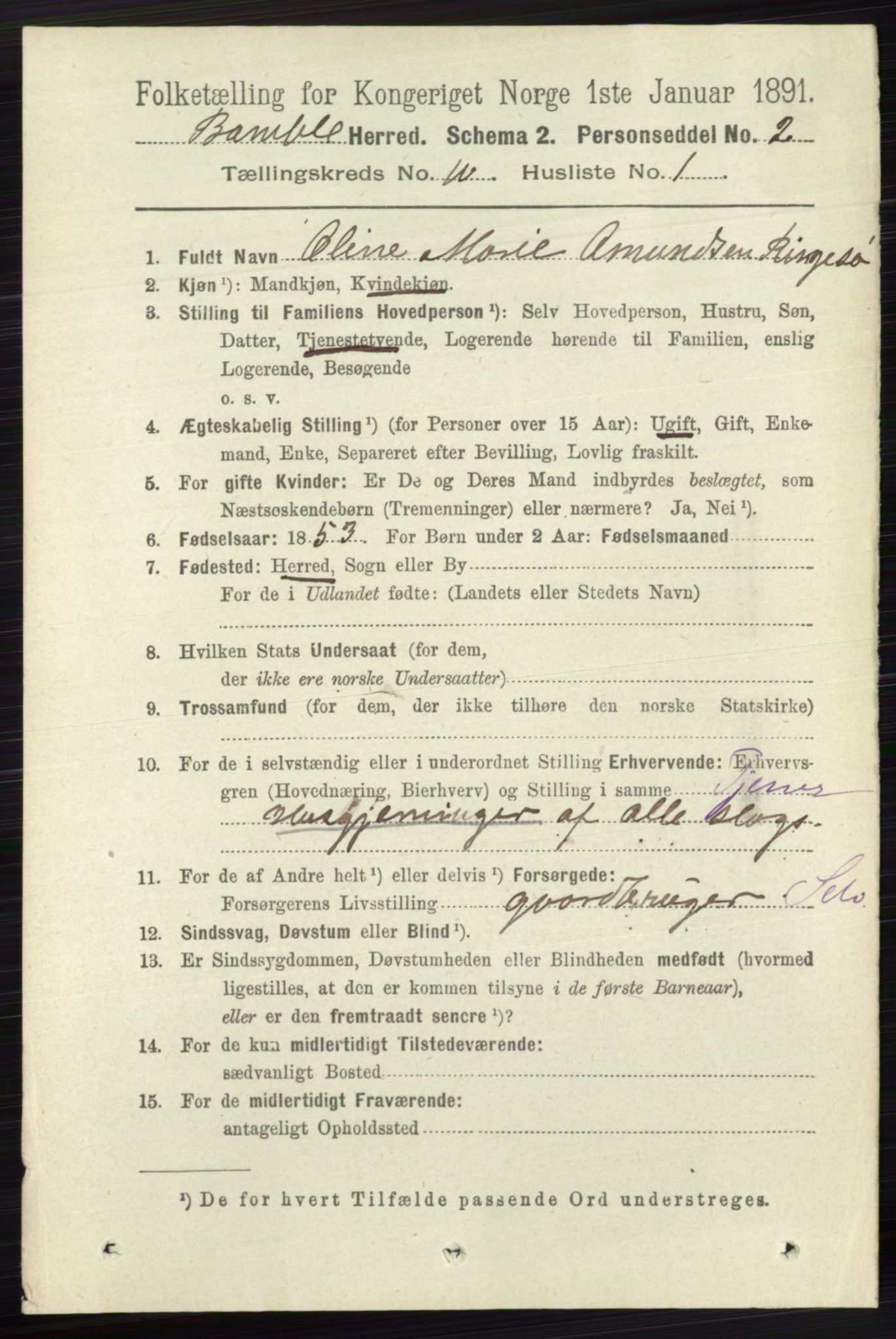 RA, 1891 census for 0814 Bamble, 1891, p. 5780