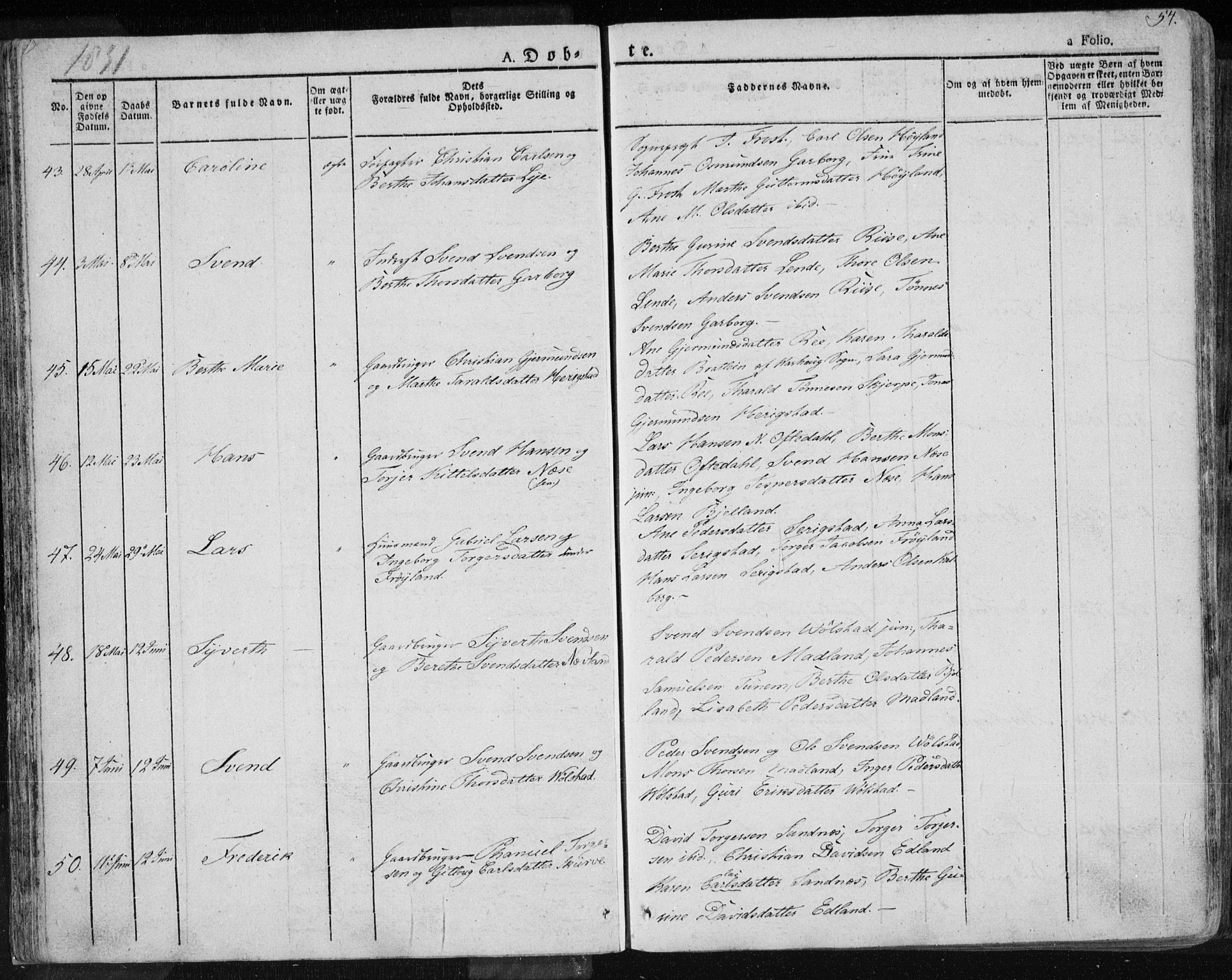 Lye sokneprestkontor, AV/SAST-A-101794/001/30BA/L0004: Parish register (official) no. A 4, 1826-1841, p. 54