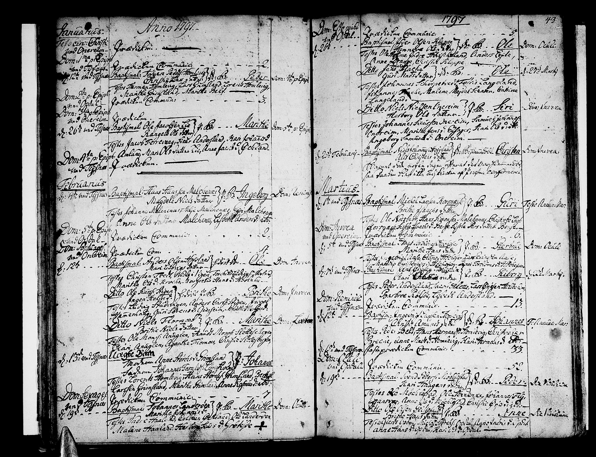 Tysnes sokneprestembete, AV/SAB-A-78601/H/Haa: Parish register (official) no. A 2 /1, 1732-1804, p. 43