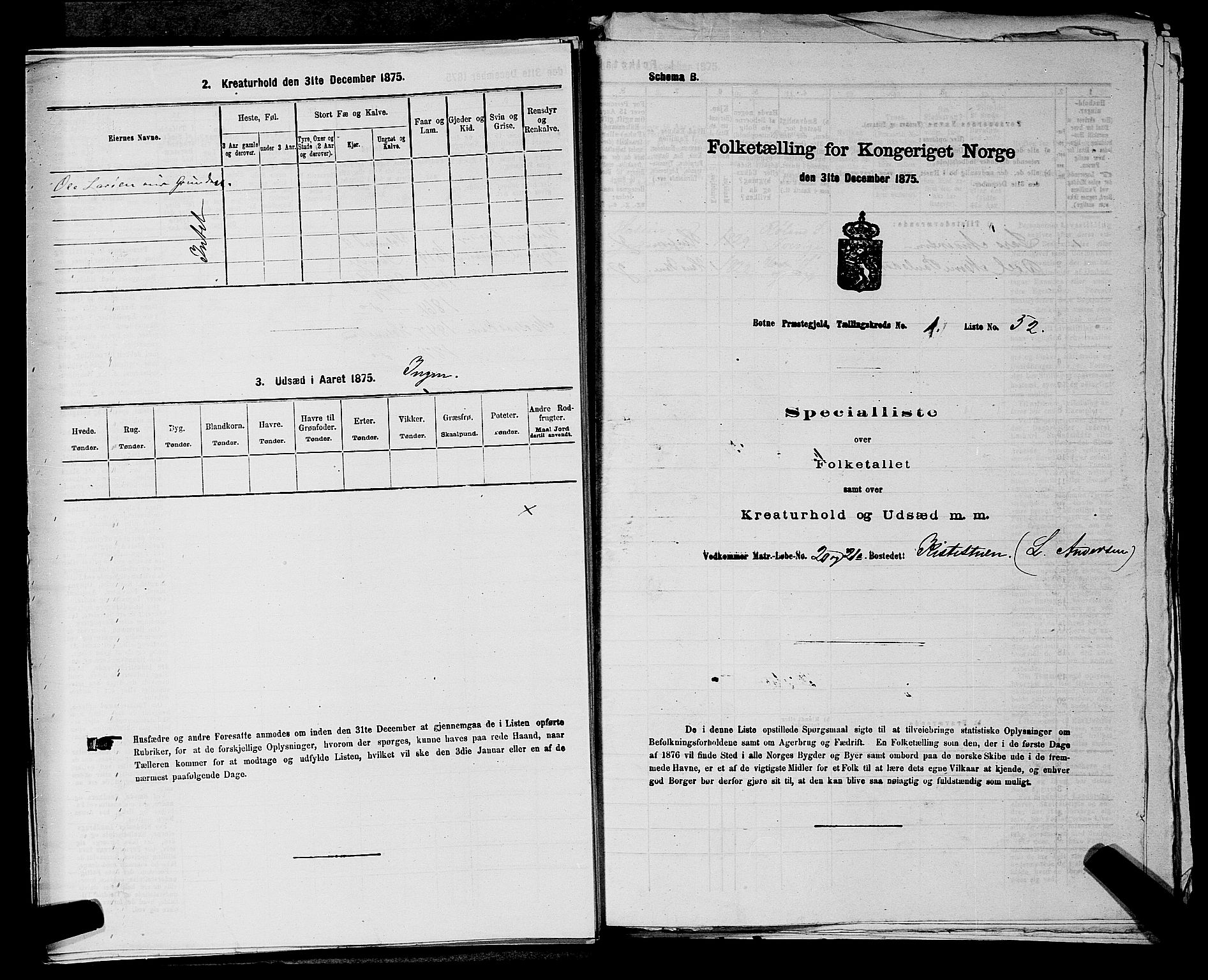 SAKO, 1875 census for 0715P Botne, 1875, p. 155