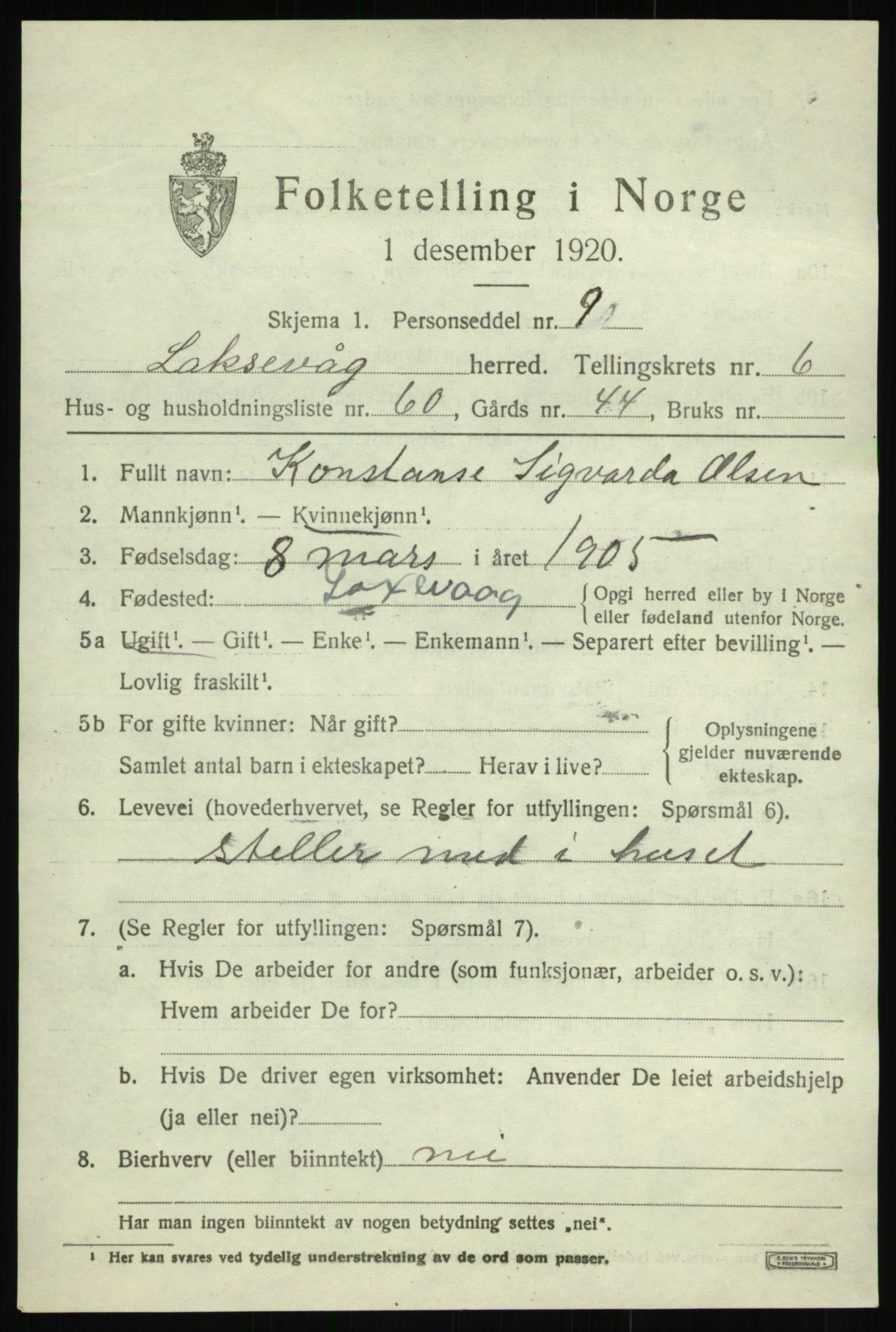 SAB, 1920 census for Laksevåg, 1920, p. 17902