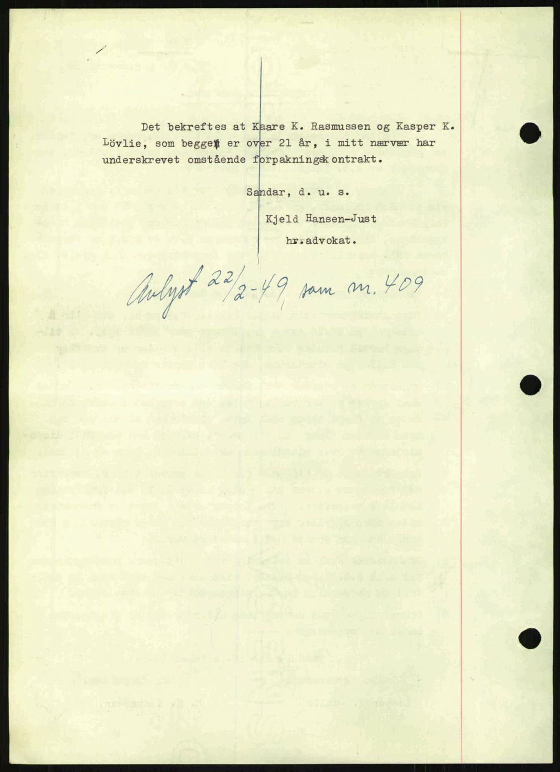 Sandar sorenskriveri, SAKO/A-86/G/Ga/Gab/L0001: Mortgage book no. B-1 og B-3 - B-9, 1936-1944, Diary no: : 1956/1942