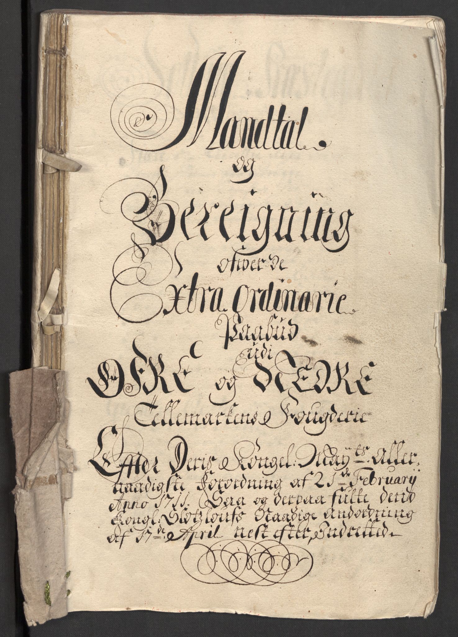 Rentekammeret inntil 1814, Reviderte regnskaper, Fogderegnskap, AV/RA-EA-4092/R36/L2121: Fogderegnskap Øvre og Nedre Telemark og Bamble, 1711, p. 3