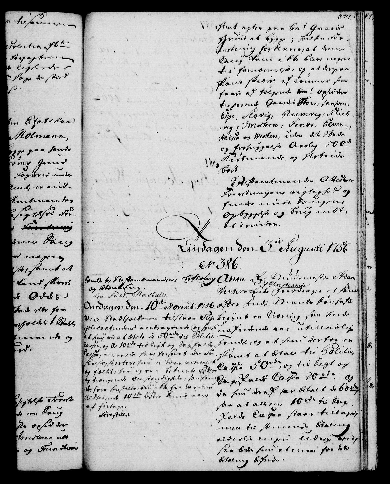Rentekammeret, Kammerkanselliet, RA/EA-3111/G/Gh/Gha/L0033: Norsk ekstraktmemorialprotokoll (merket RK 53.78), 1755-1756, p. 377