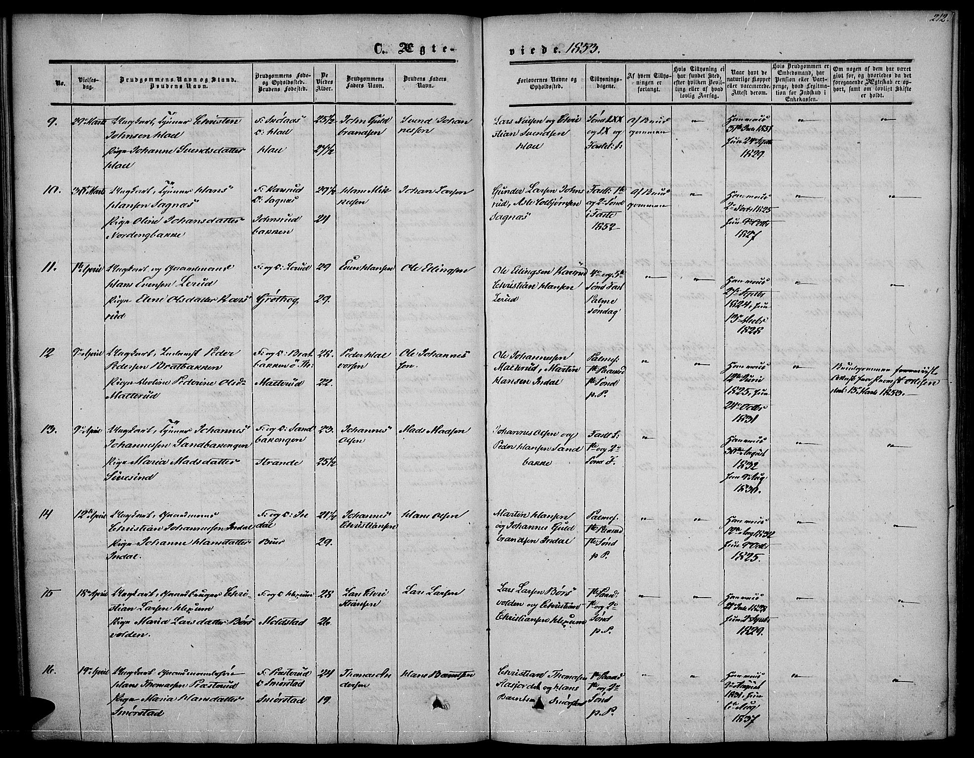 Vestre Toten prestekontor, SAH/PREST-108/H/Ha/Haa/L0005: Parish register (official) no. 5, 1850-1855, p. 212