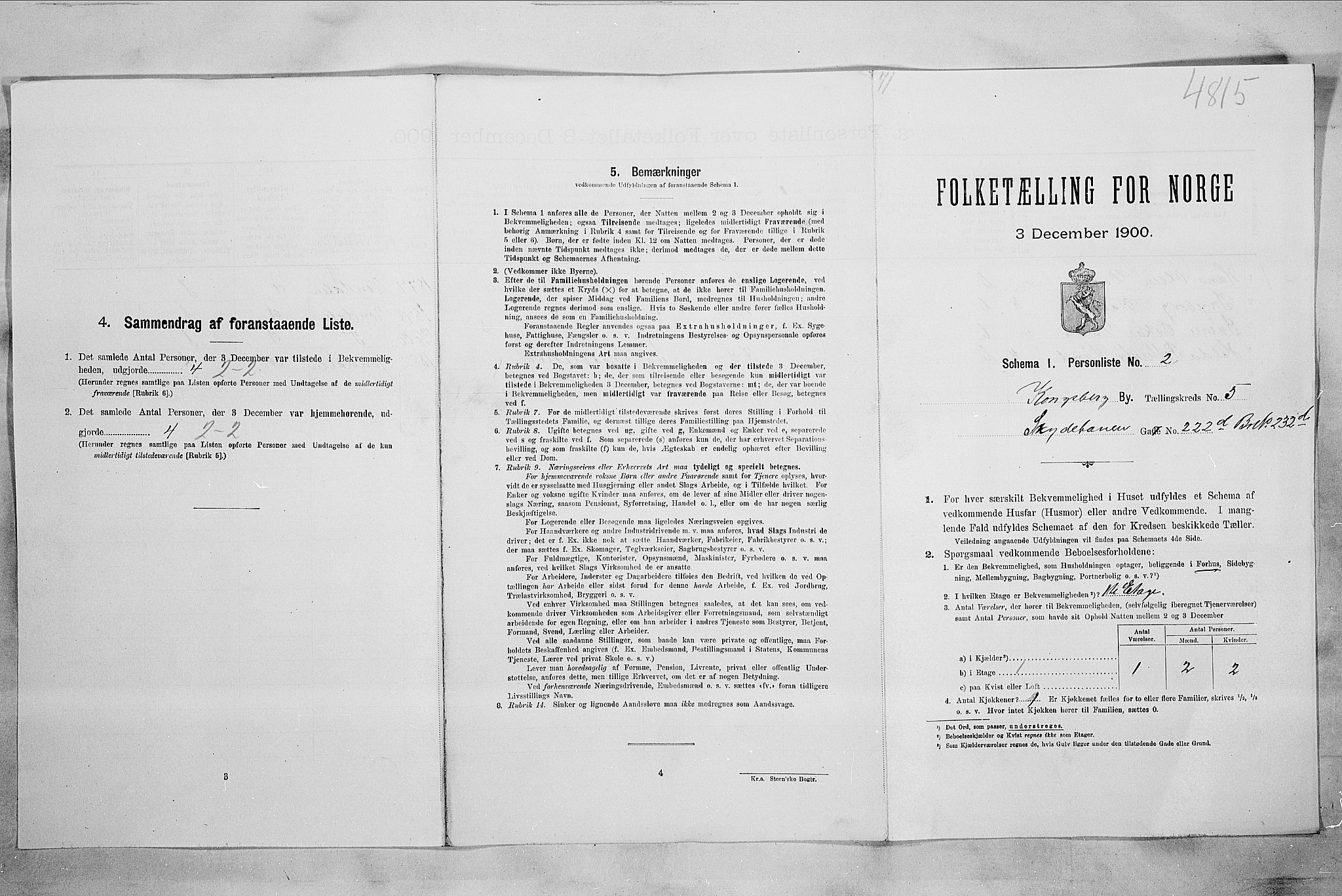 RA, 1900 census for Kongsberg, 1900, p. 1035