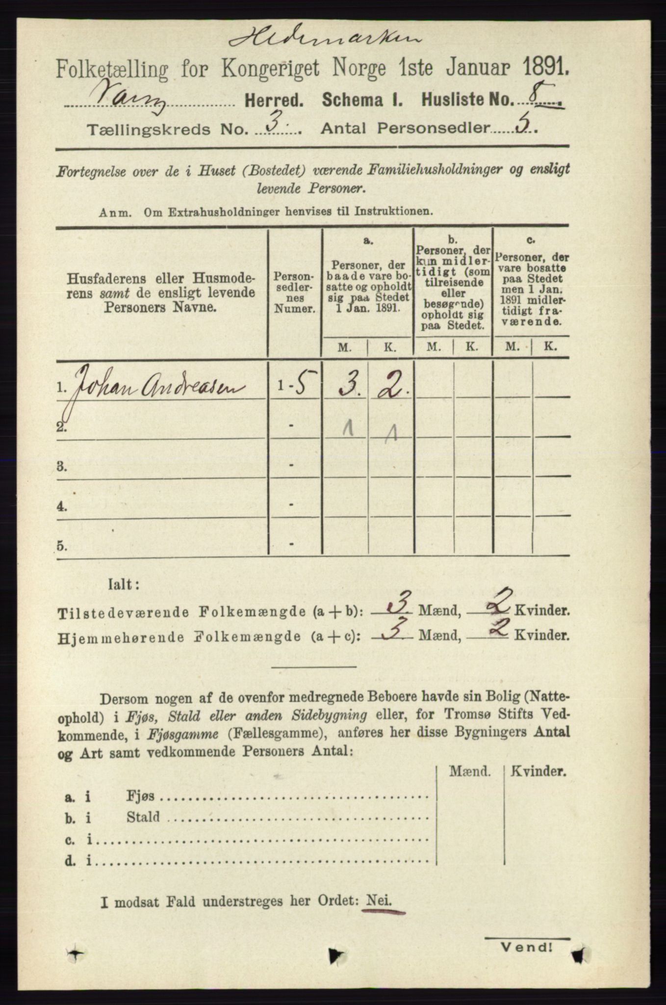 RA, 1891 census for 0414 Vang, 1891, p. 1757