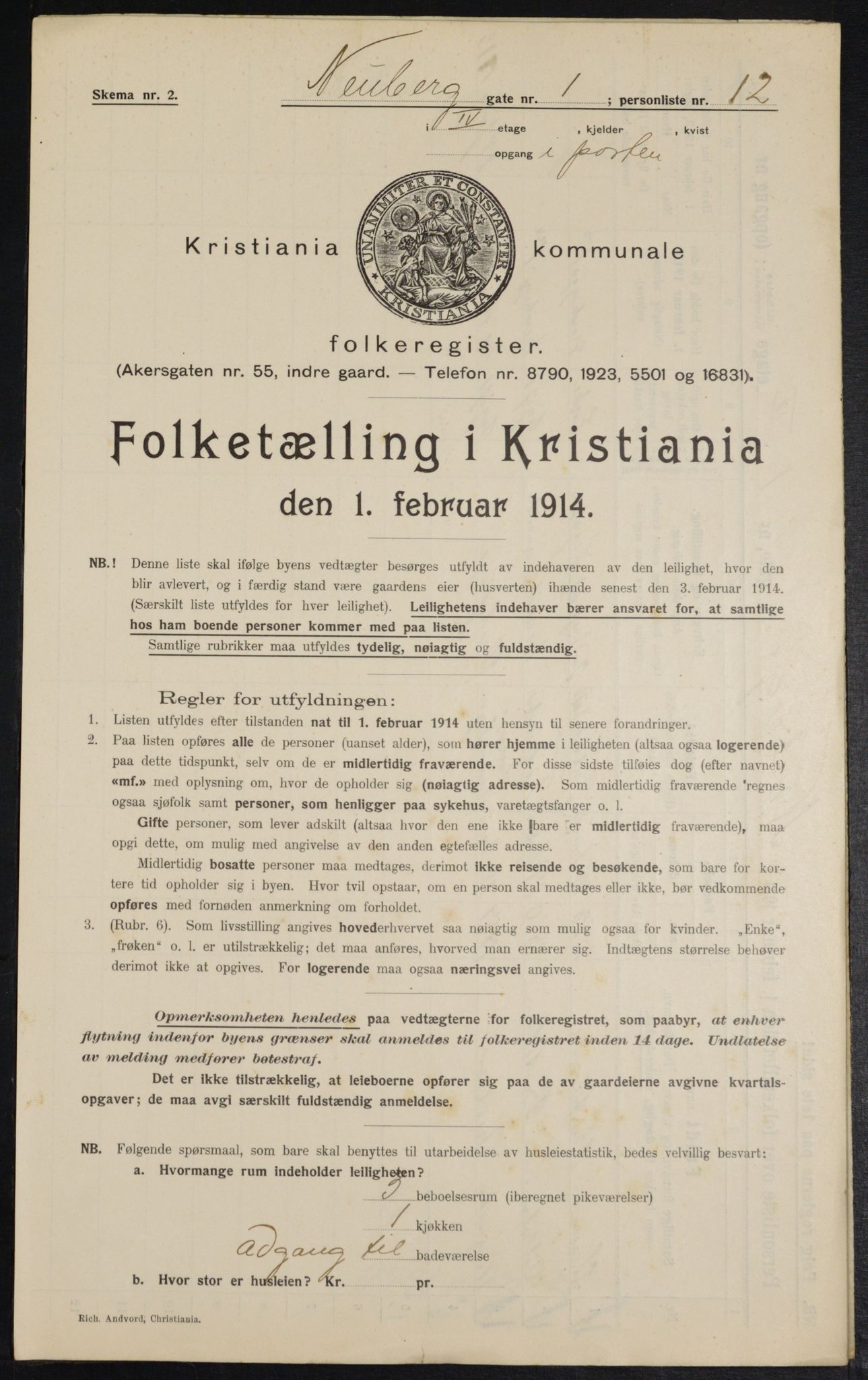 OBA, Municipal Census 1914 for Kristiania, 1914, p. 69640