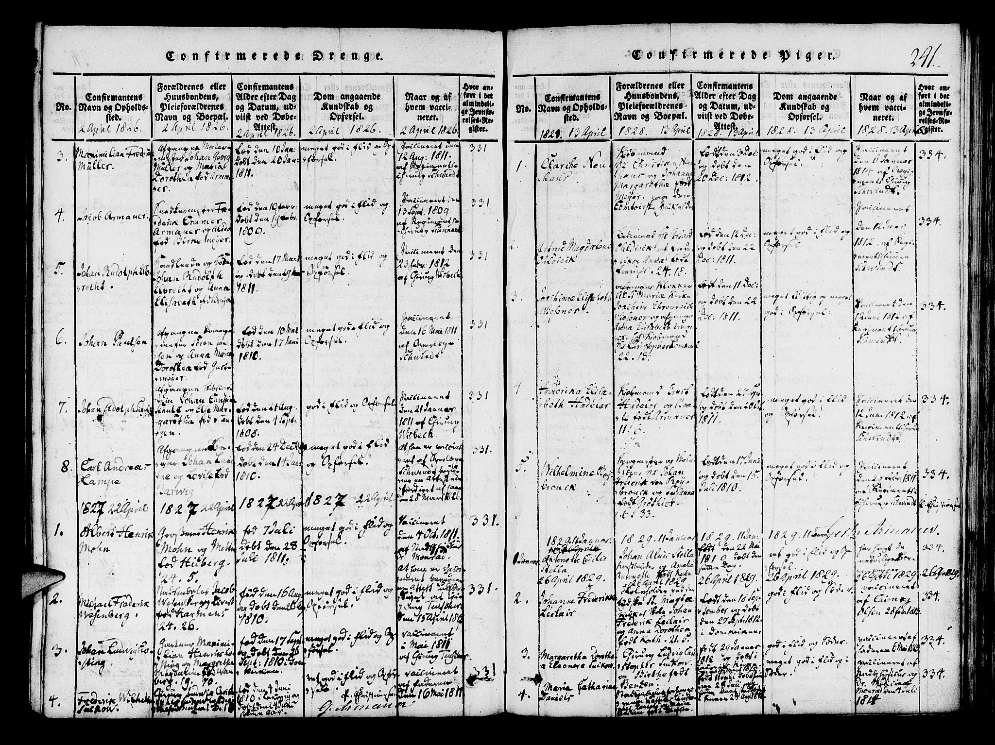 Mariakirken Sokneprestembete, SAB/A-76901/H/Haa/L0005: Parish register (official) no. A 5, 1815-1845, p. 241