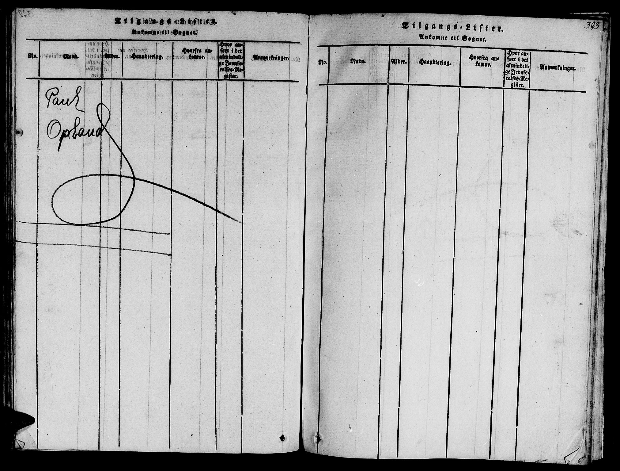 Ministerialprotokoller, klokkerbøker og fødselsregistre - Sør-Trøndelag, AV/SAT-A-1456/612/L0372: Parish register (official) no. 612A06 /1, 1816-1828, p. 323