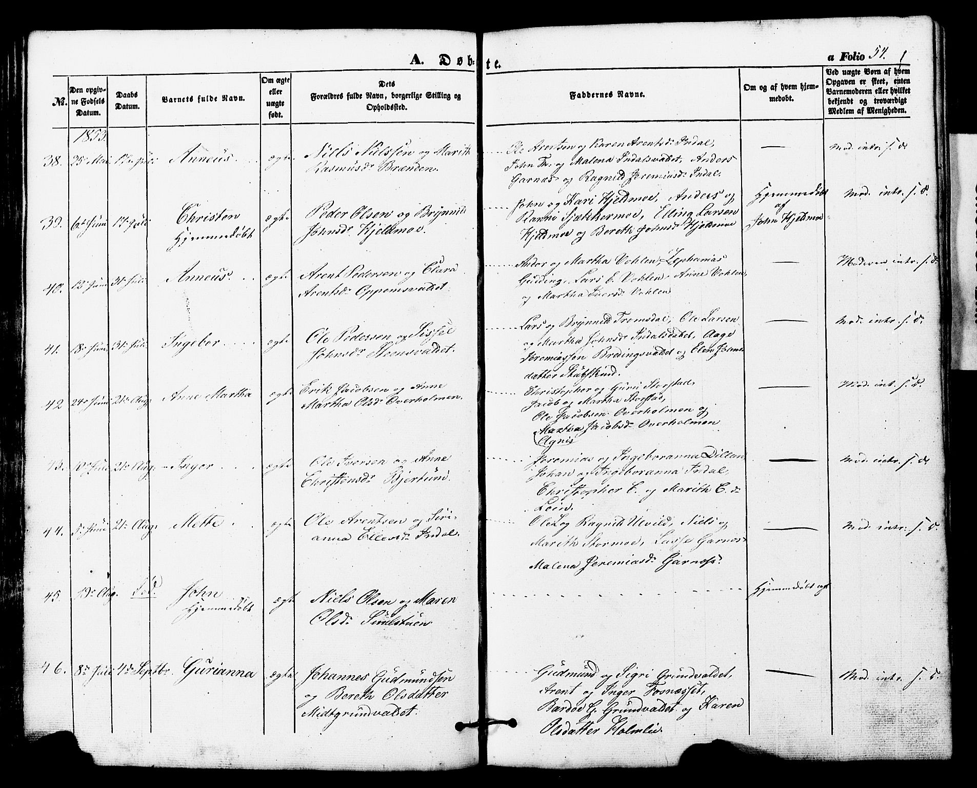 Ministerialprotokoller, klokkerbøker og fødselsregistre - Nord-Trøndelag, AV/SAT-A-1458/724/L0268: Parish register (copy) no. 724C04, 1846-1878, p. 54