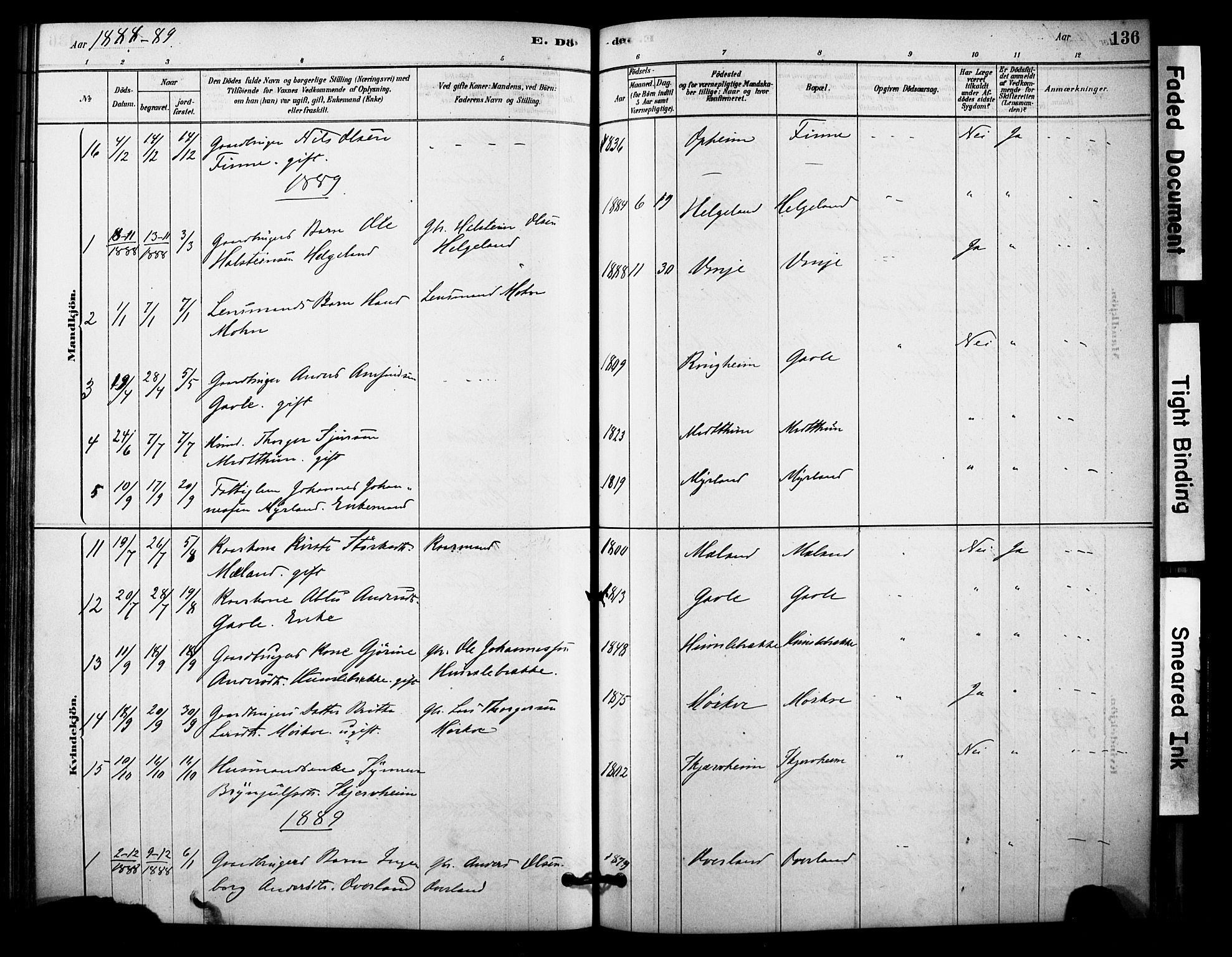 Vossestrand Sokneprestembete, SAB/A-79101/H/Haa: Parish register (official) no. C 1, 1878-1903, p. 136