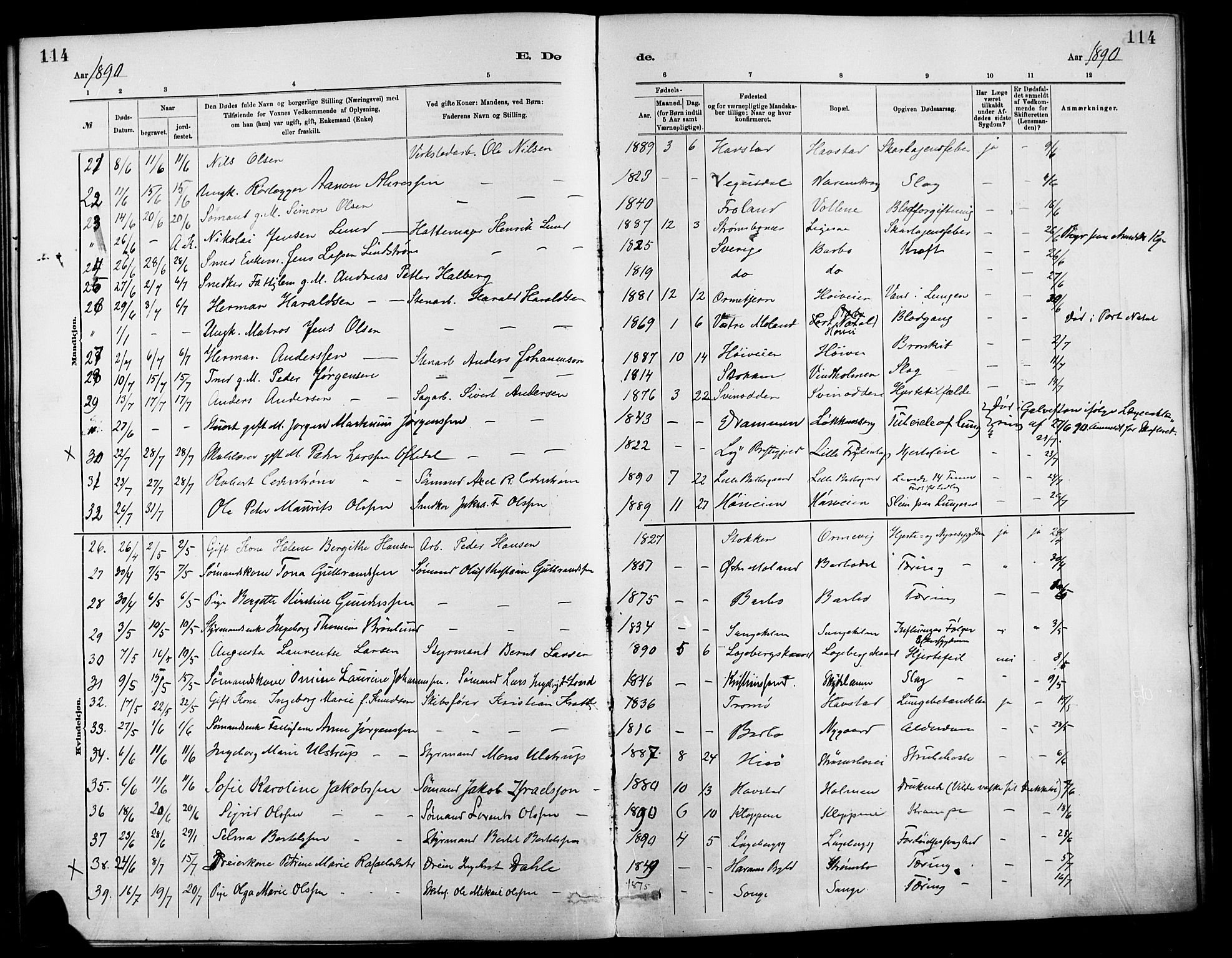 Barbu sokneprestkontor, AV/SAK-1111-0003/F/Fa/L0003: Parish register (official) no. A 3, 1883-1898, p. 114