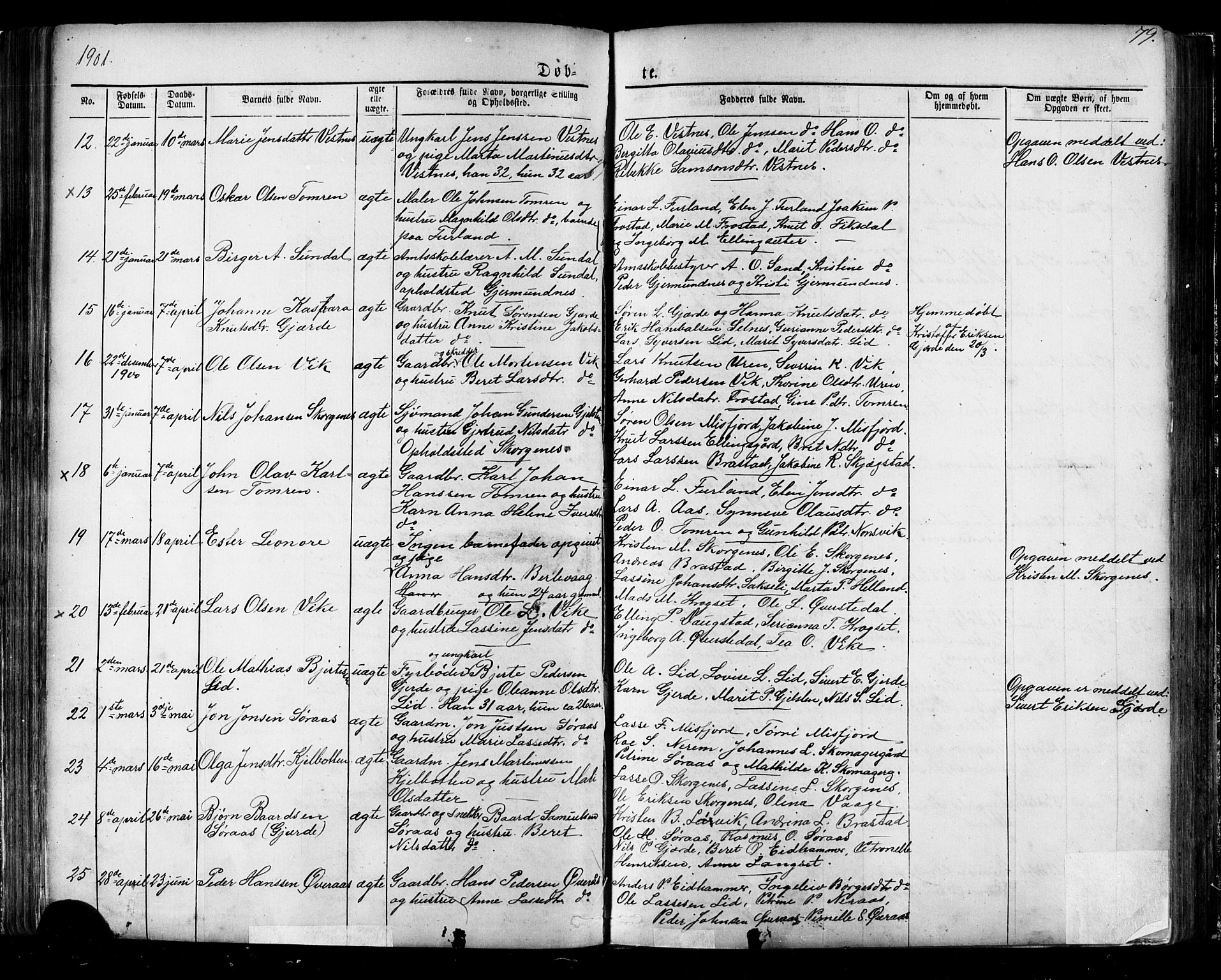 Ministerialprotokoller, klokkerbøker og fødselsregistre - Møre og Romsdal, SAT/A-1454/539/L0536: Parish register (copy) no. 539C02, 1867-1913, p. 79