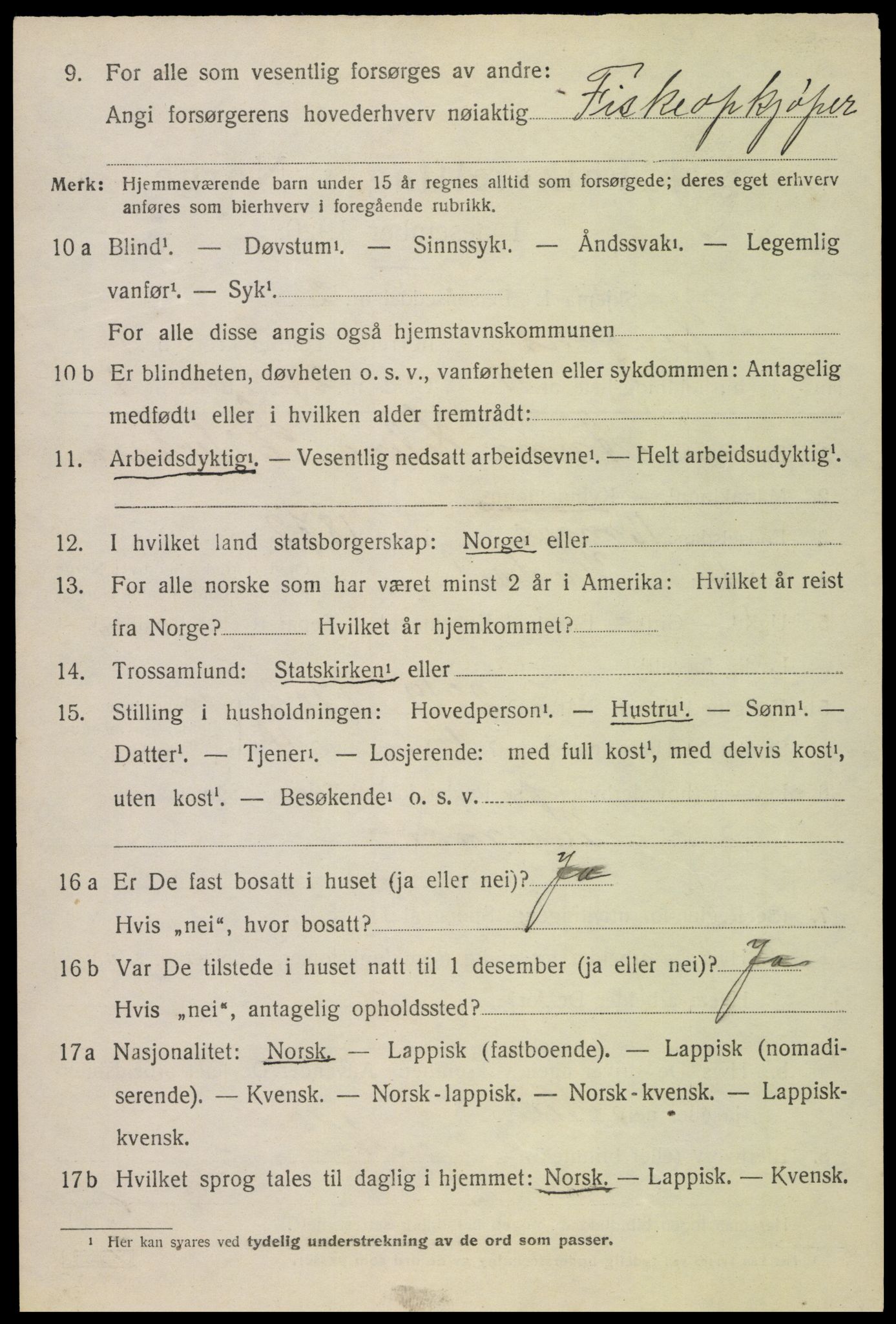 SAT, 1920 census for Vågan, 1920, p. 8992