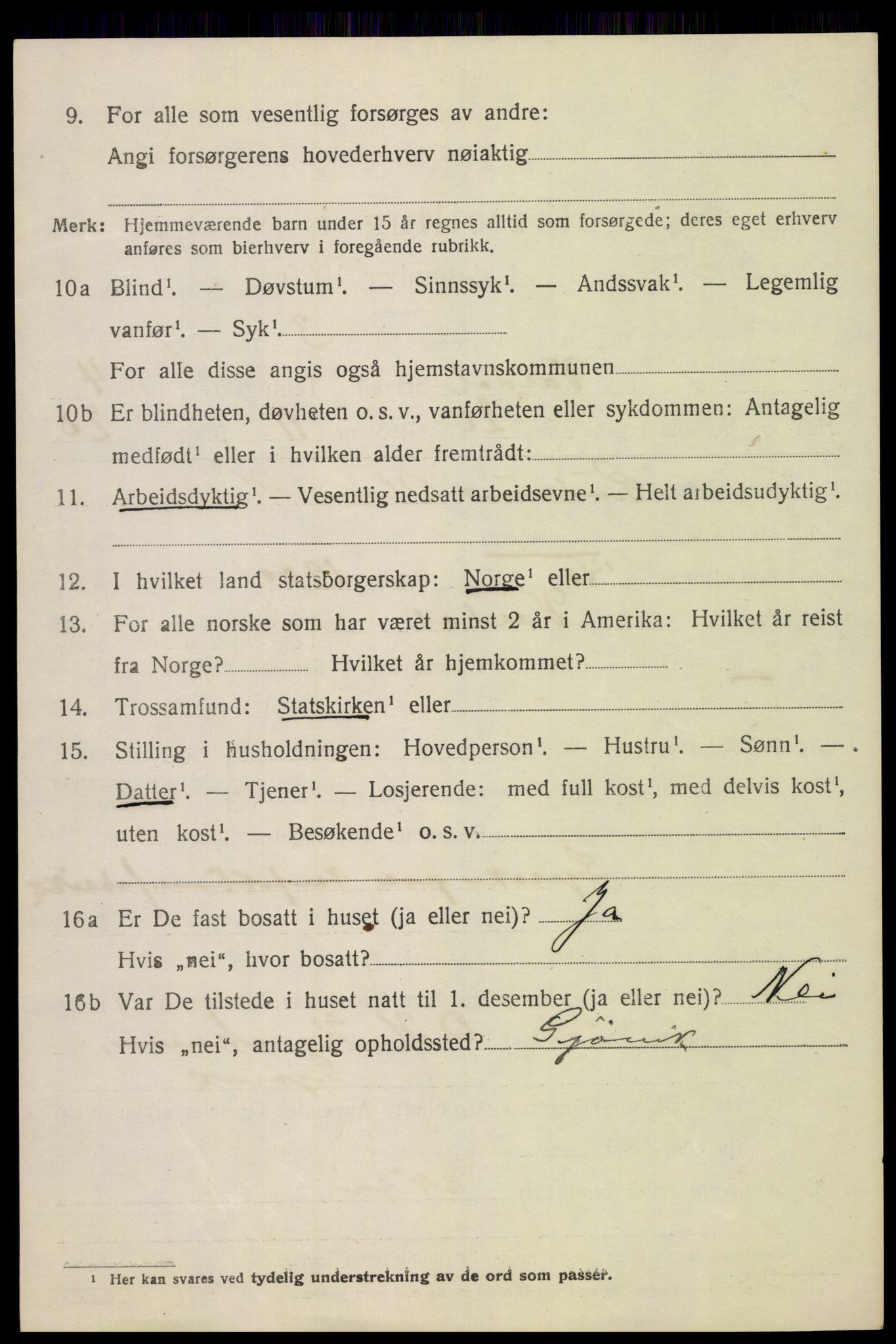 SAH, 1920 census for Vardal, 1920, p. 3058