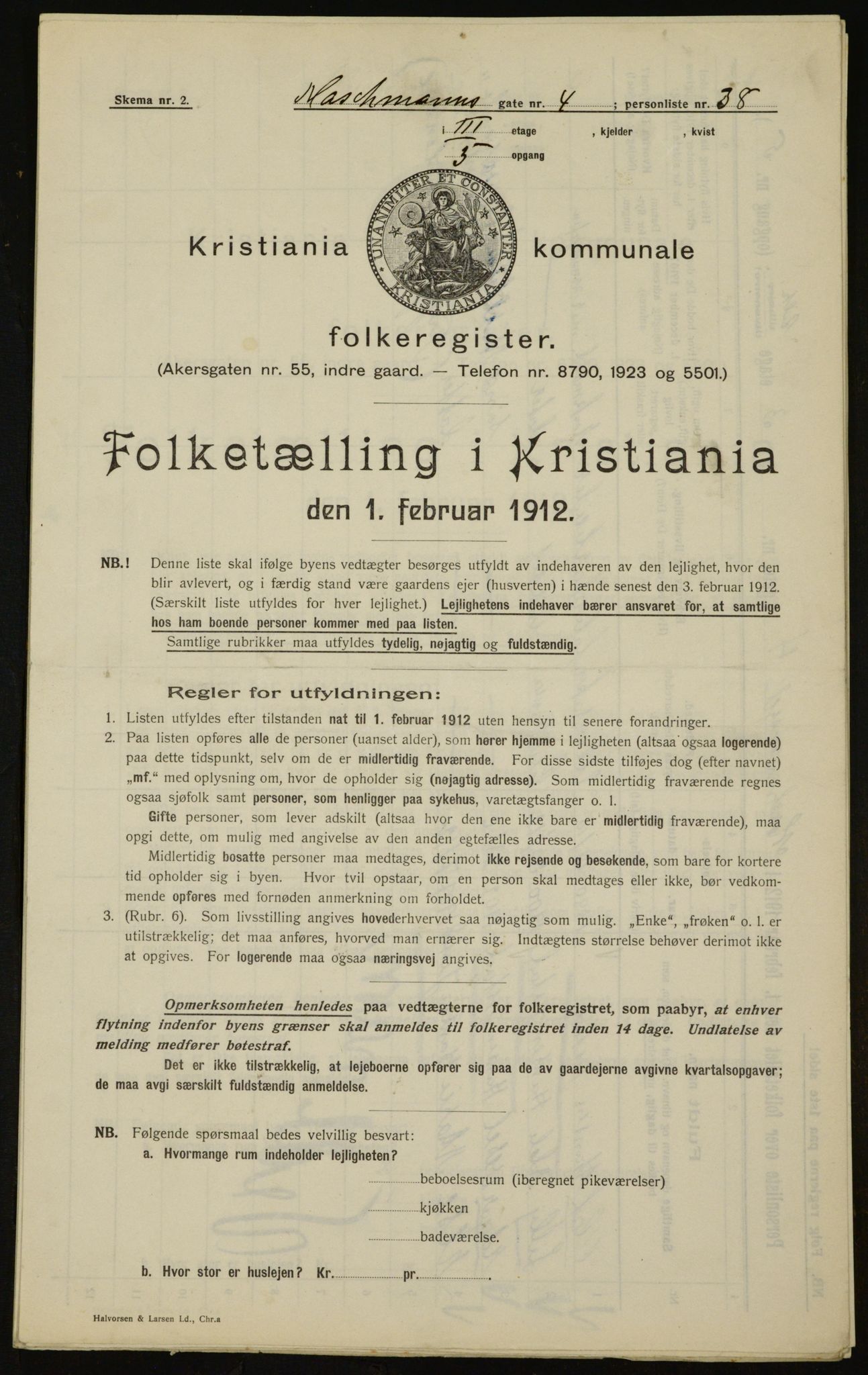 OBA, Municipal Census 1912 for Kristiania, 1912, p. 65175