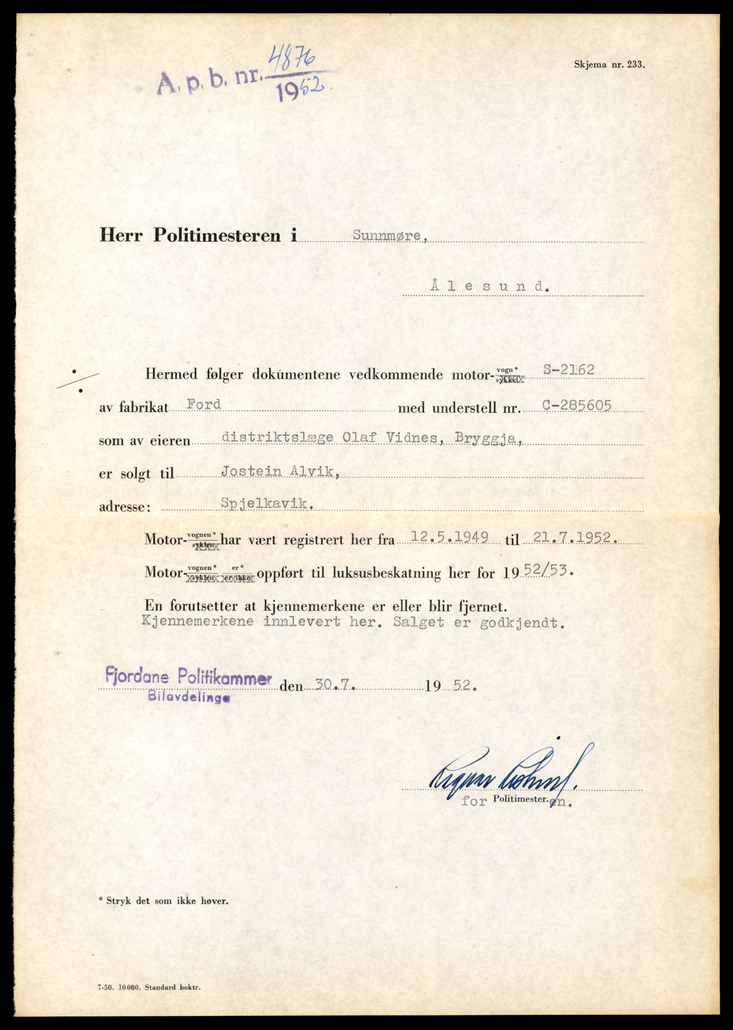 Møre og Romsdal vegkontor - Ålesund trafikkstasjon, AV/SAT-A-4099/F/Fe/L0025: Registreringskort for kjøretøy T 10931 - T 11045, 1927-1998, p. 855