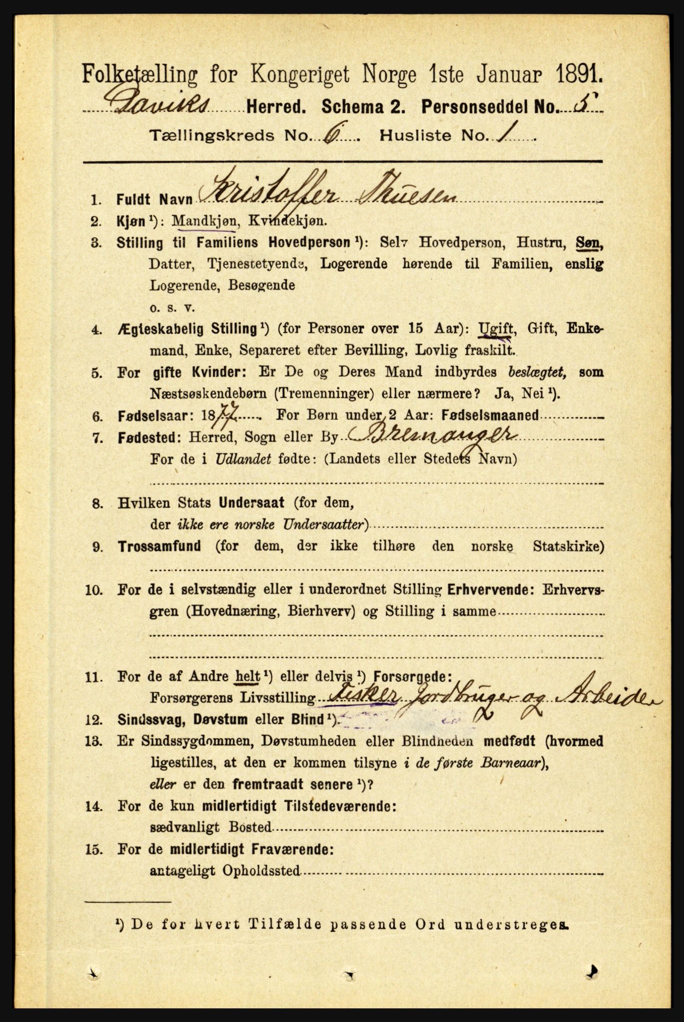 RA, 1891 census for 1442 Davik, 1891, p. 2302