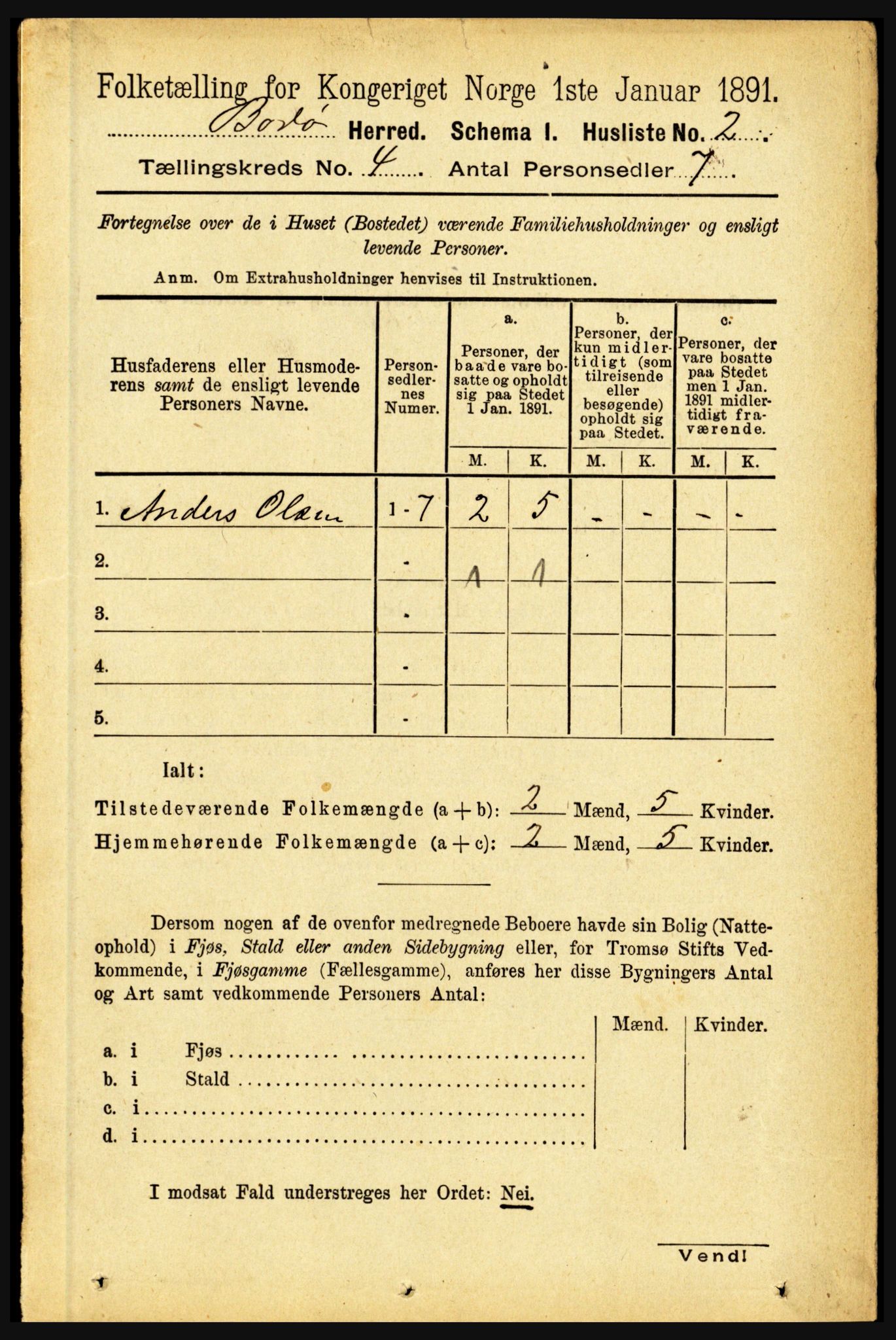 RA, 1891 census for 1843 Bodø, 1891, p. 2123