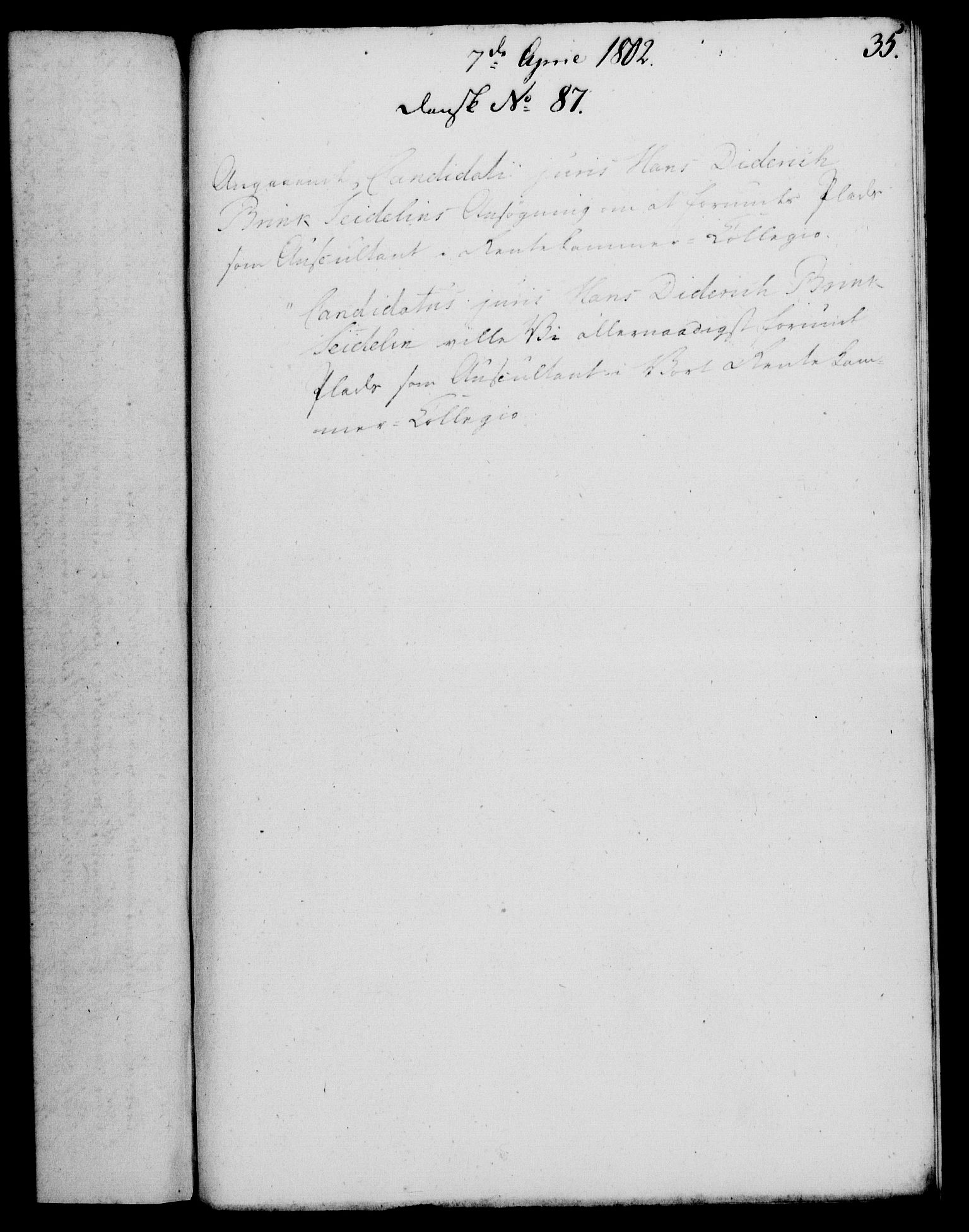 Rentekammeret, Kammerkanselliet, RA/EA-3111/G/Gf/Gfa/L0084: Norsk relasjons- og resolusjonsprotokoll (merket RK 52.84), 1802, p. 224