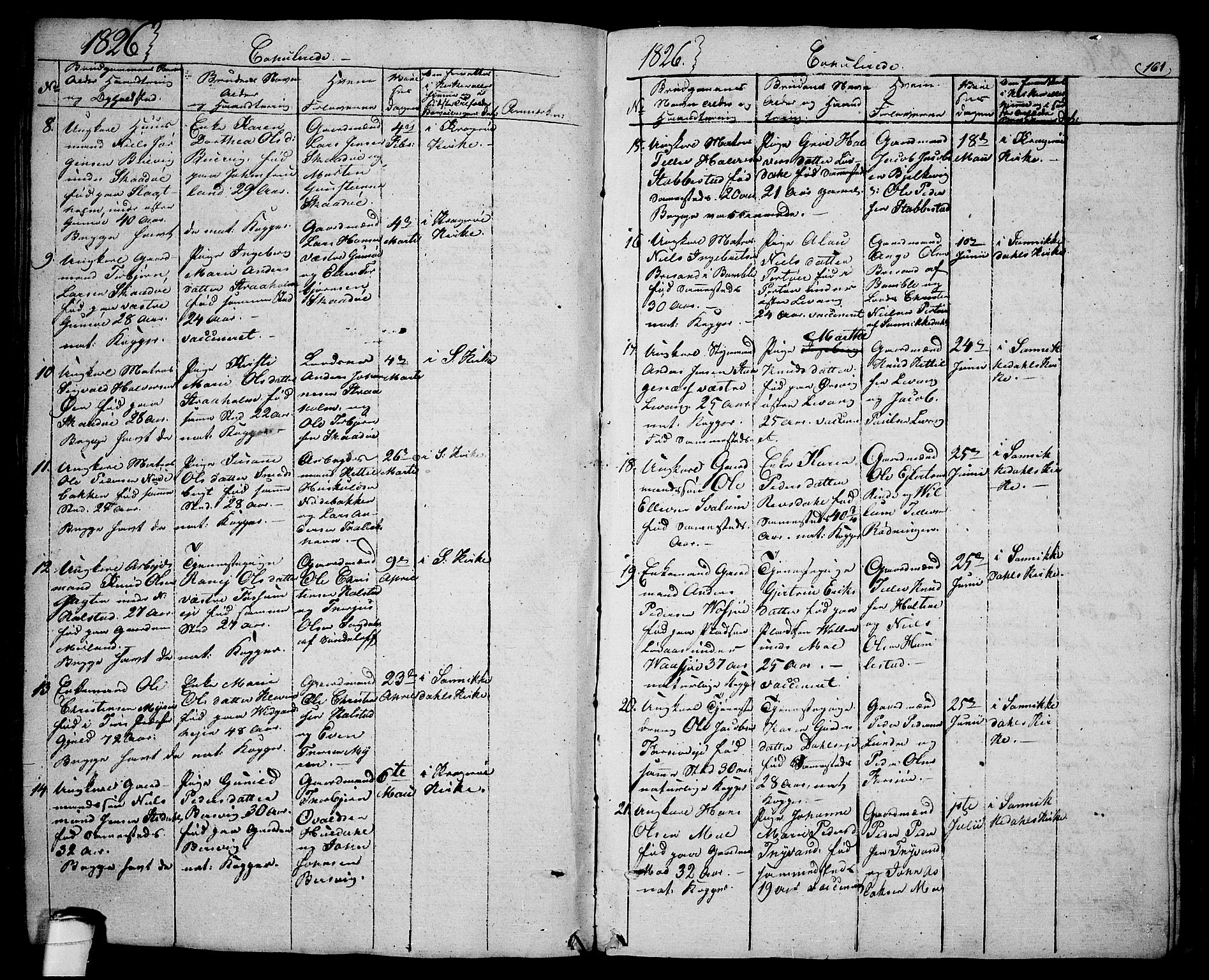 Sannidal kirkebøker, AV/SAKO-A-296/F/Fa/L0005: Parish register (official) no. 5, 1823-1830, p. 161