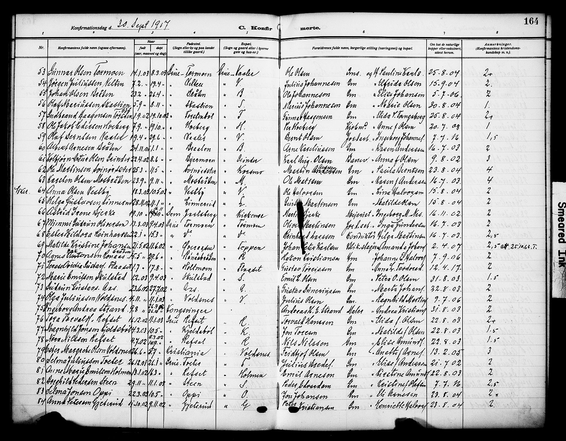 Grue prestekontor, AV/SAH-PREST-036/H/Ha/Haa/L0015: Parish register (official) no. 15, 1911-1922, p. 164